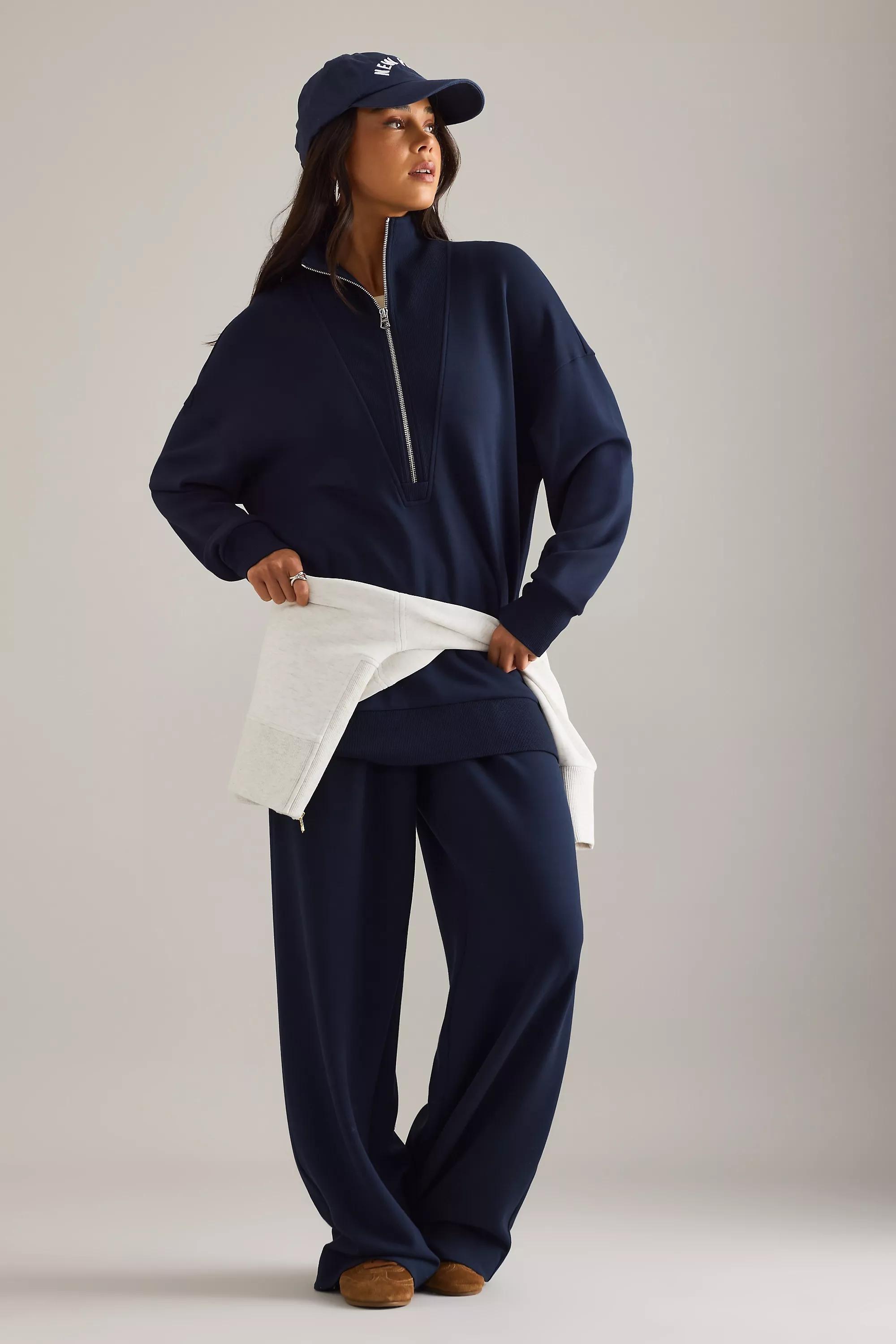 Varley Longline Zip Sweatshirt, Navy, A501_0041, large image number 1