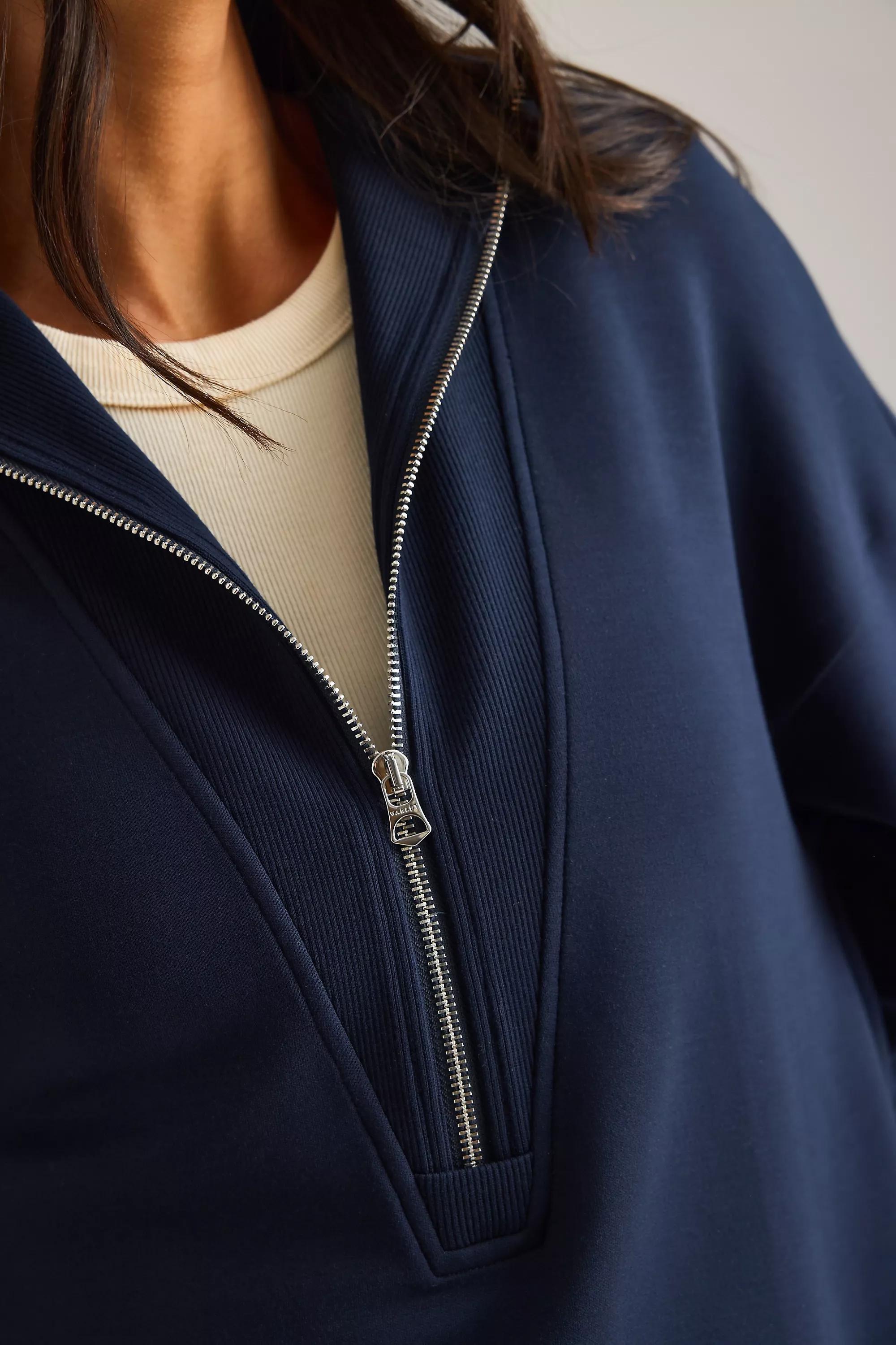 Varley Longline Zip Sweatshirt, Navy, A501_0041, large image number 5