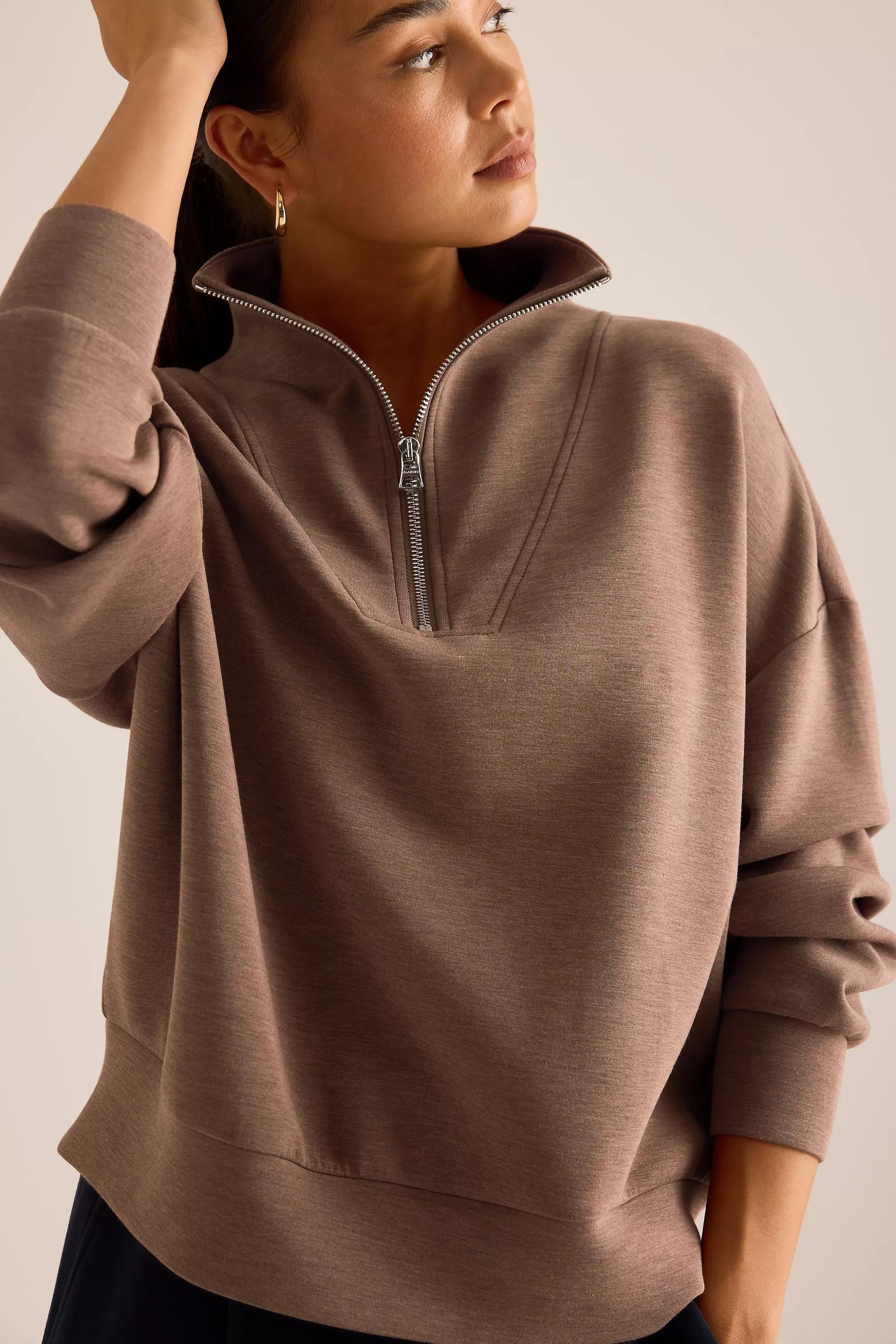 Varley Hawley Half-Zip Sweatshirt, Brown, A501_0027, large image number 0