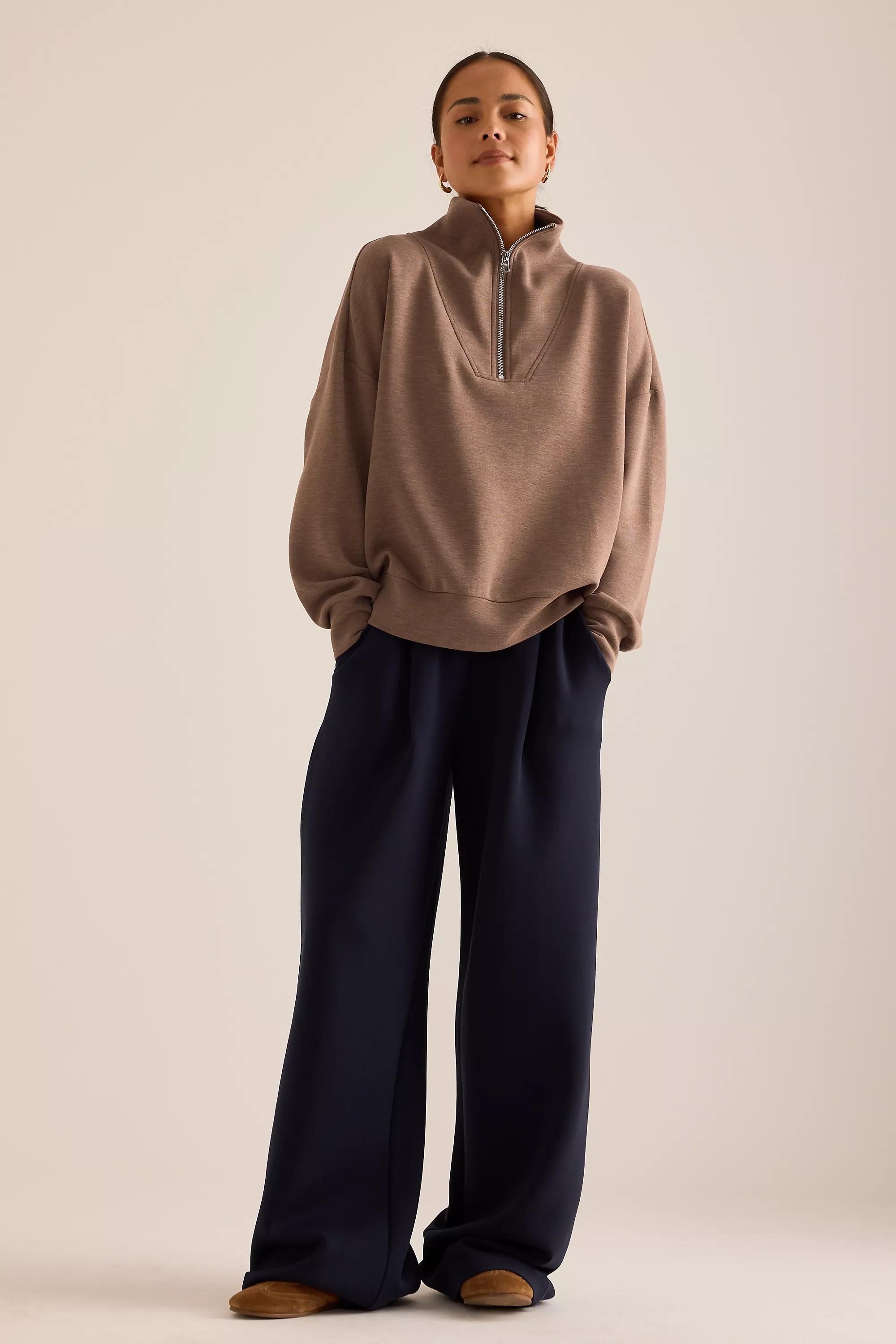 Varley Hawley Half-Zip Sweatshirt, Brown, A501_0027, large image number 2