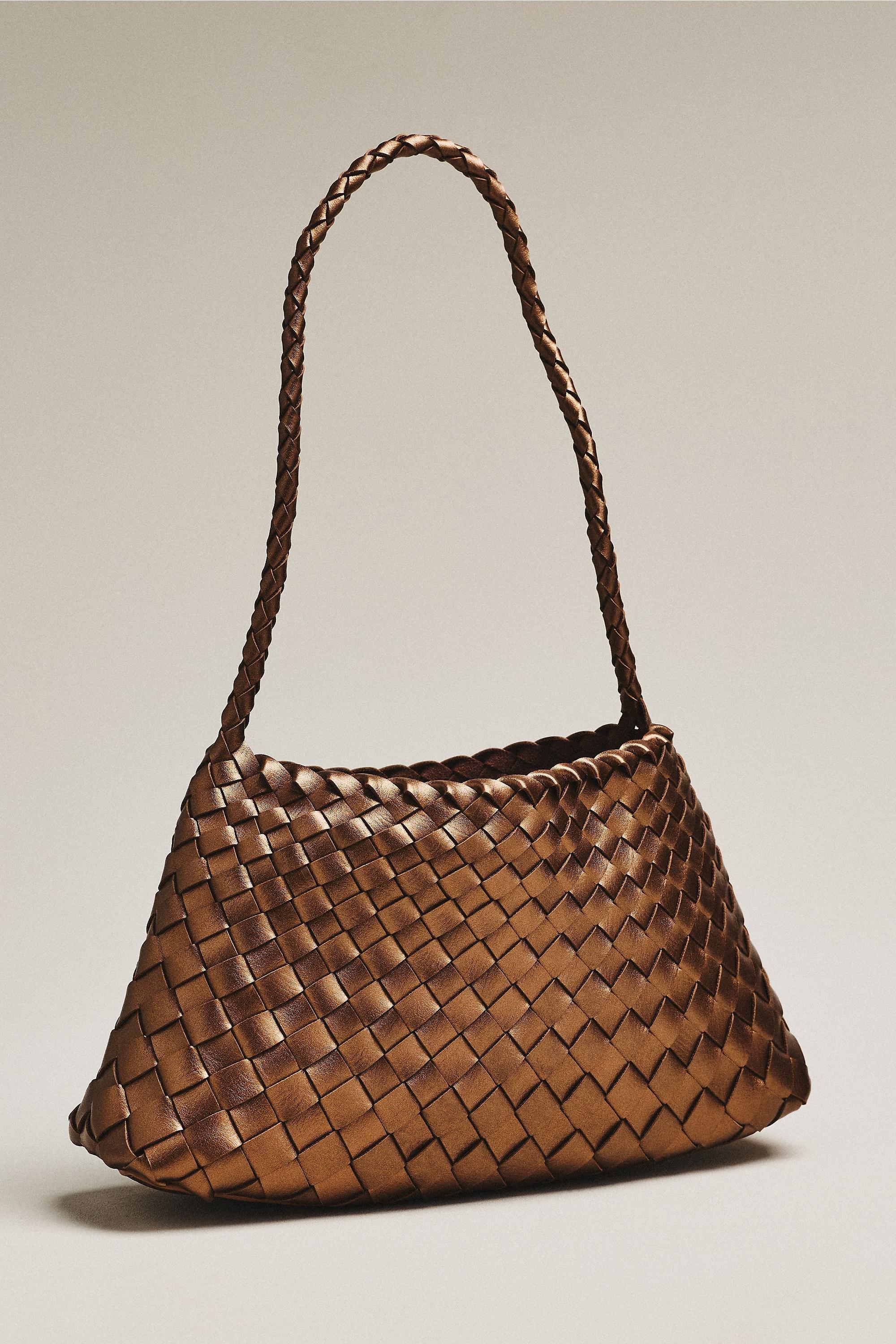 Calla Woven Shoulder Bag, Brown, Brown, medium
