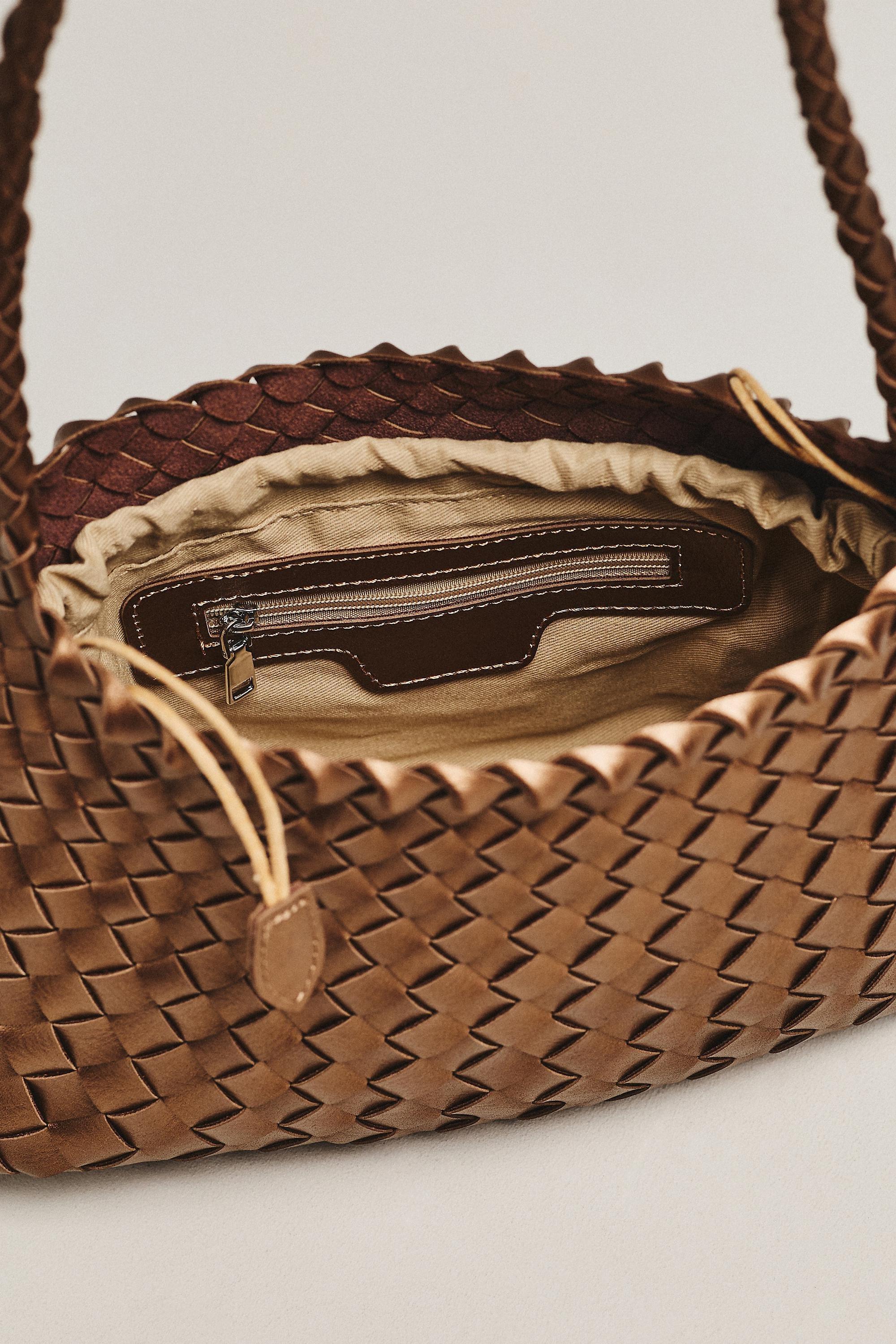 Calla Woven Shoulder Bag, Brown, Brown, medium