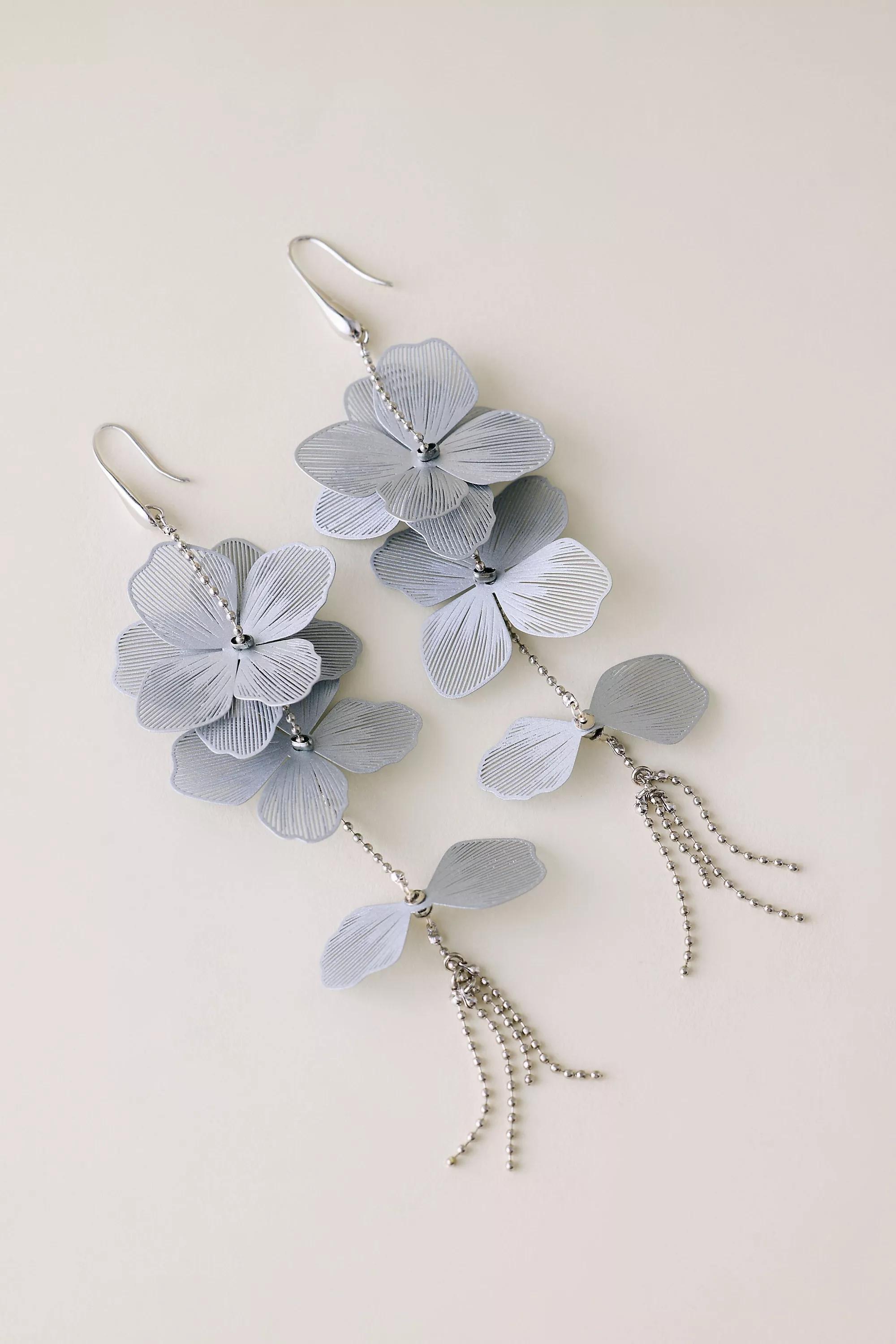 Flower Drop Earrings, Silver, A501_0007, large image number 1