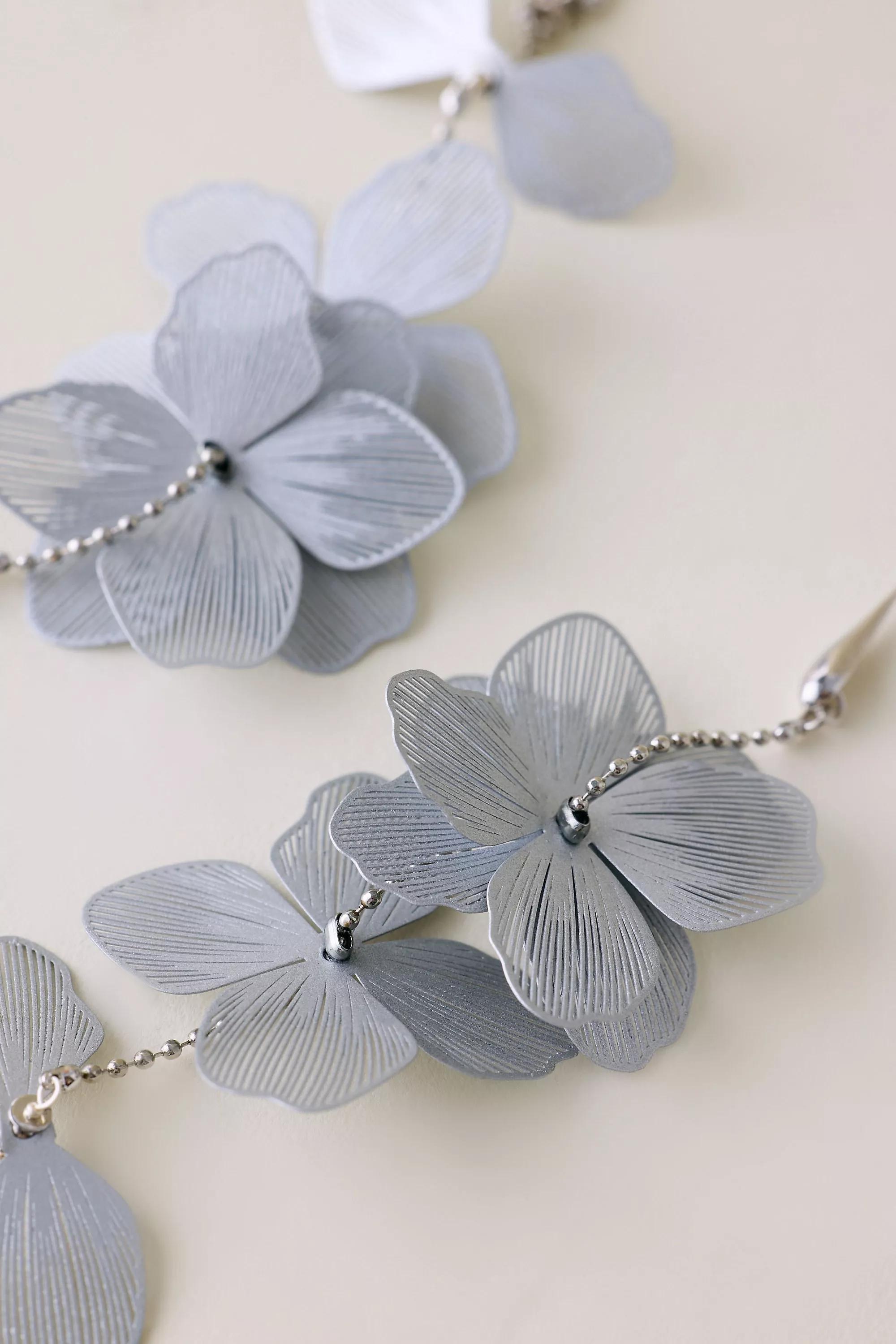 Flower Drop Earrings, Silver, A501_0007, large image number 2