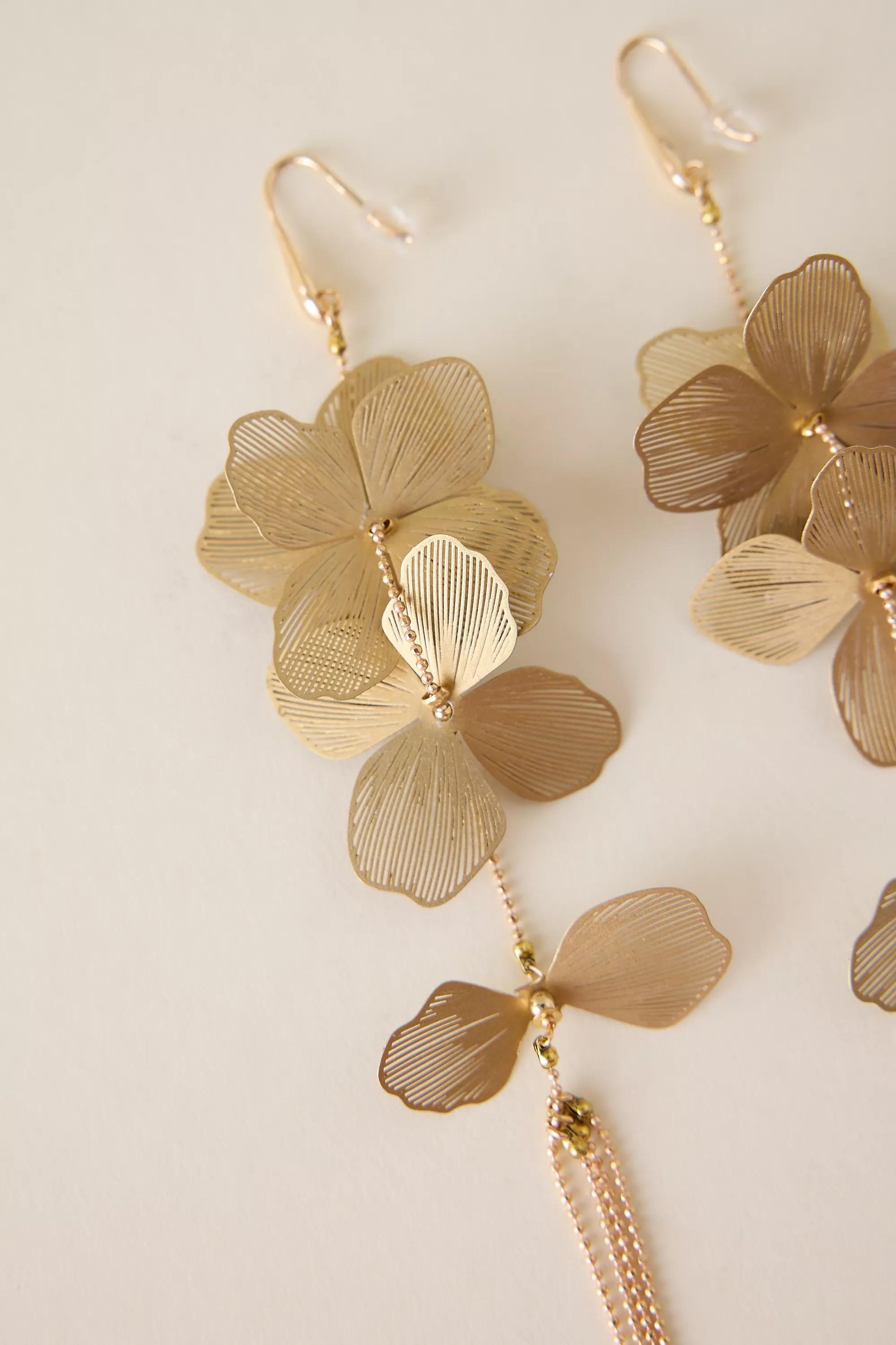 Nakamol Floral Earrings, Gold, A501_0070, large image number 1