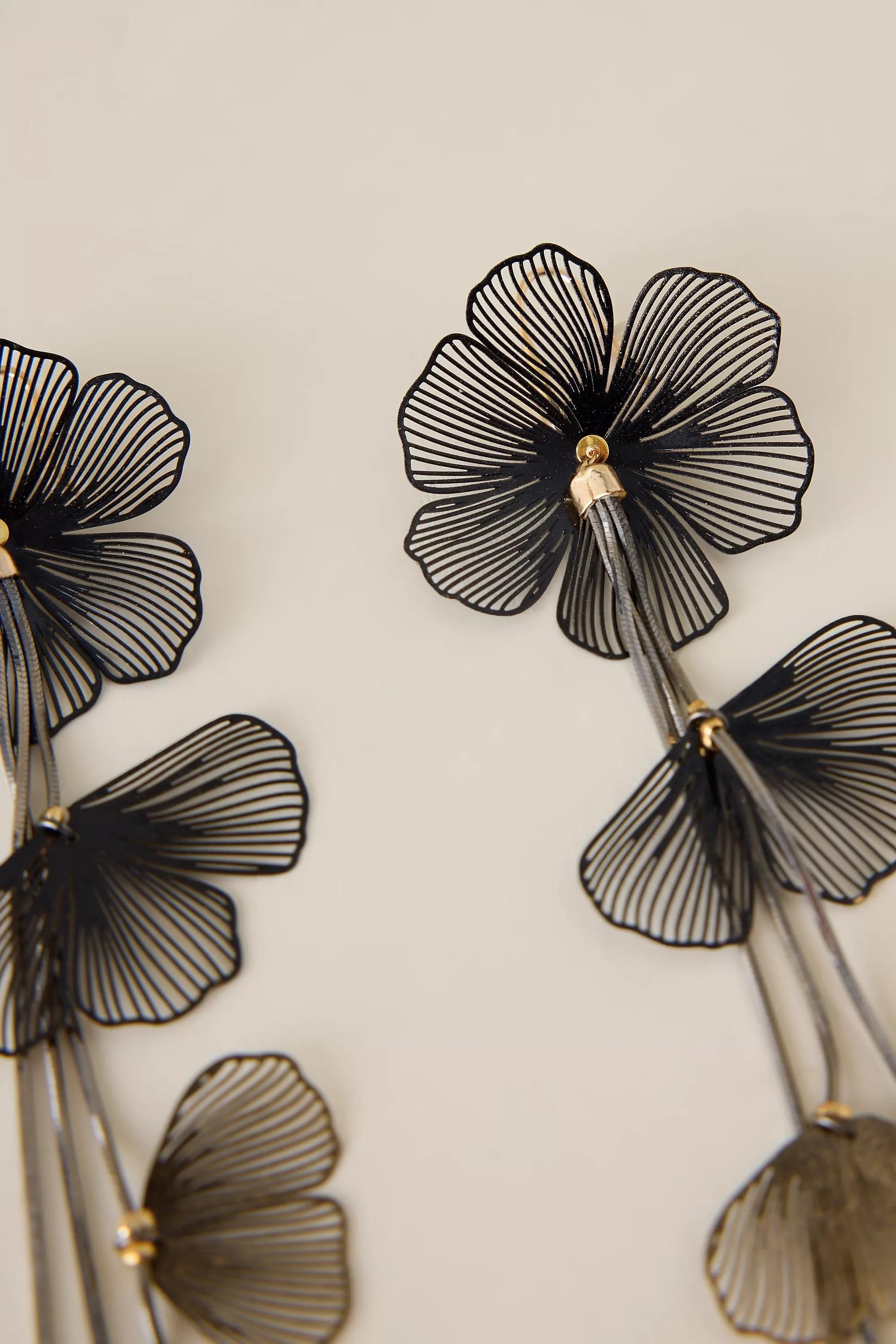 Nakamol Flower Drop Earrings, Black, A501_0001, large image number 1