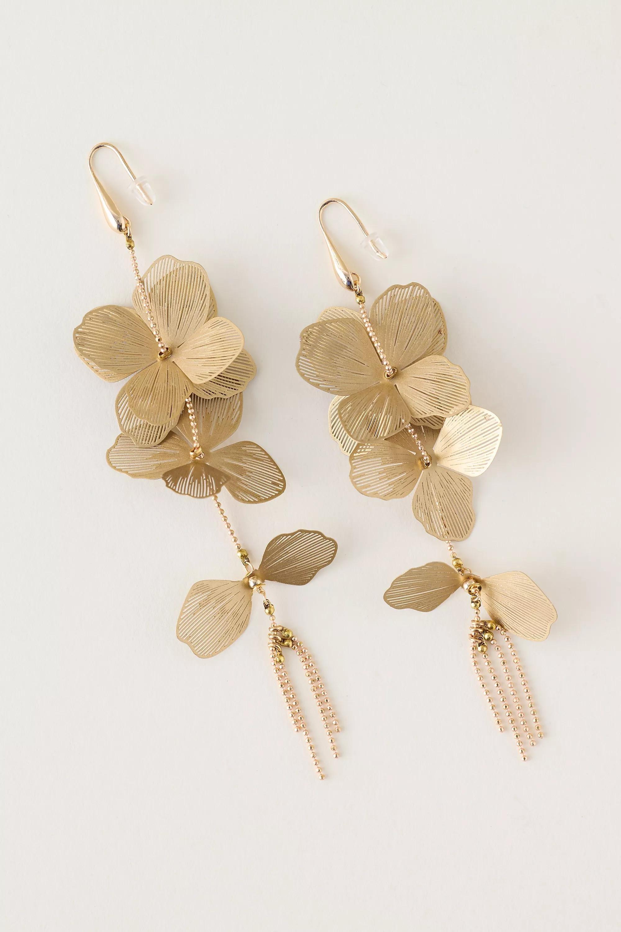 GOLD Nakamol Flower Drop Earrings, A501_0070, large image number 1