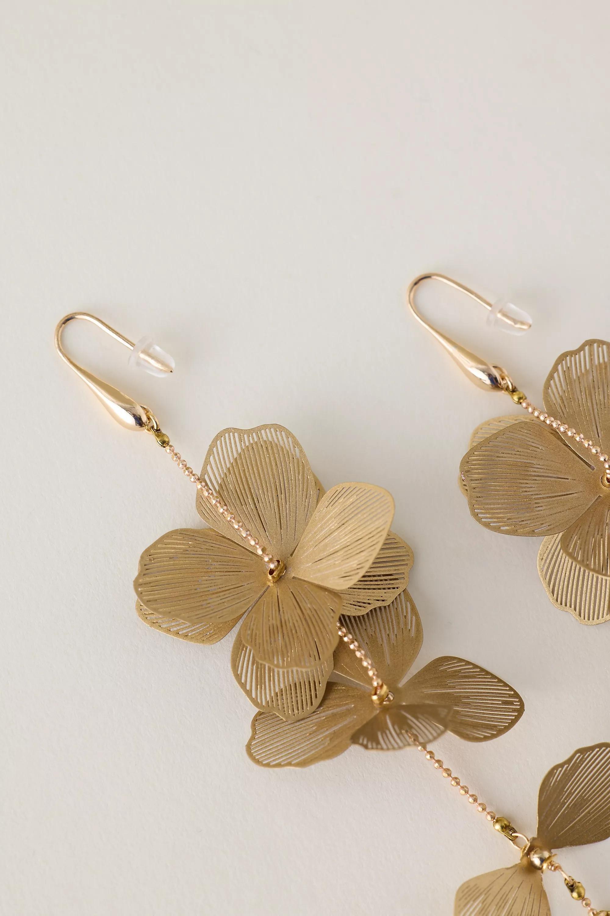 GOLD Nakamol Flower Drop Earrings, A501_0070, medium