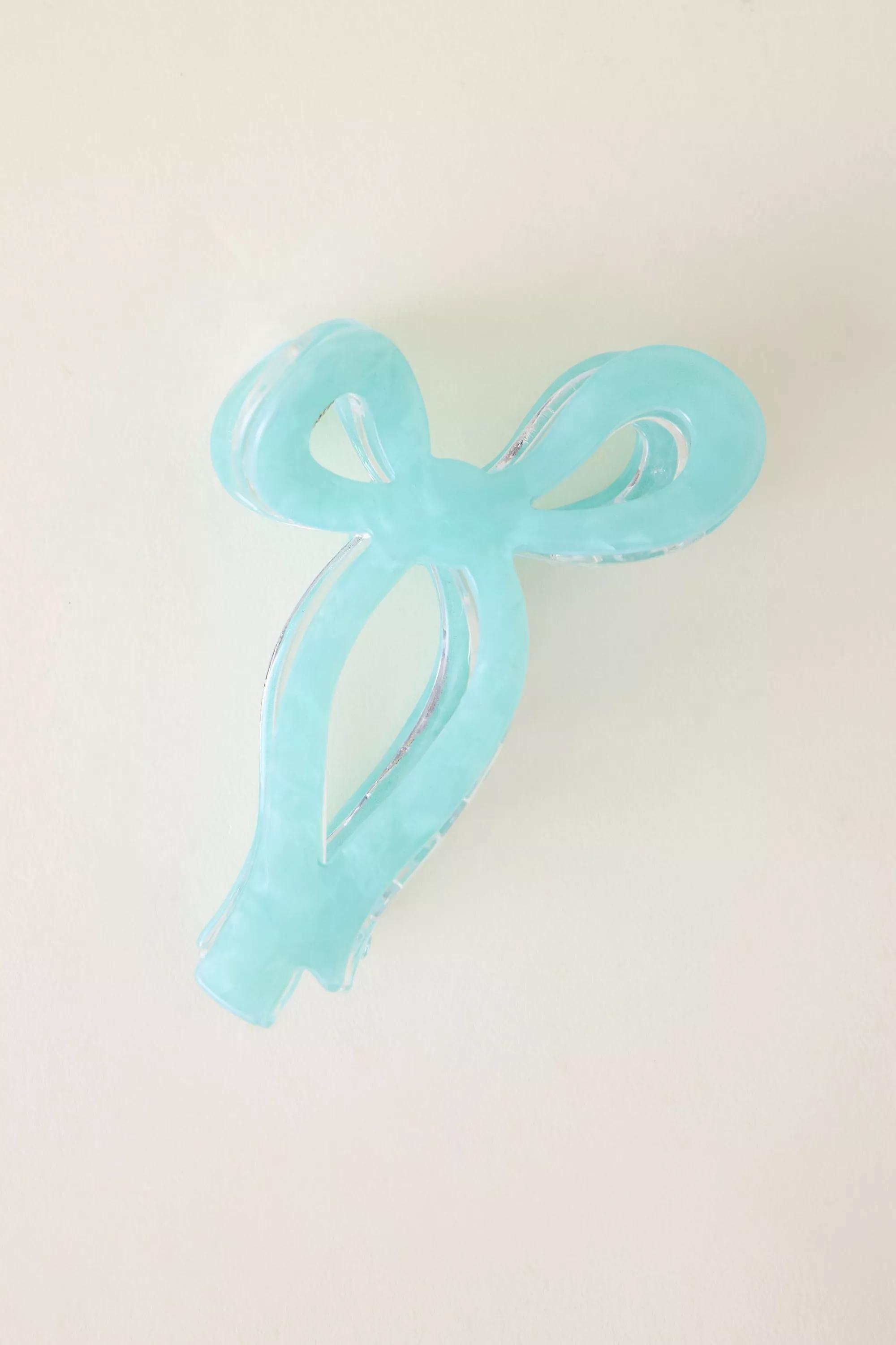 Resin Bow Claw Clip, Blue, A501_0040, large image number 0
