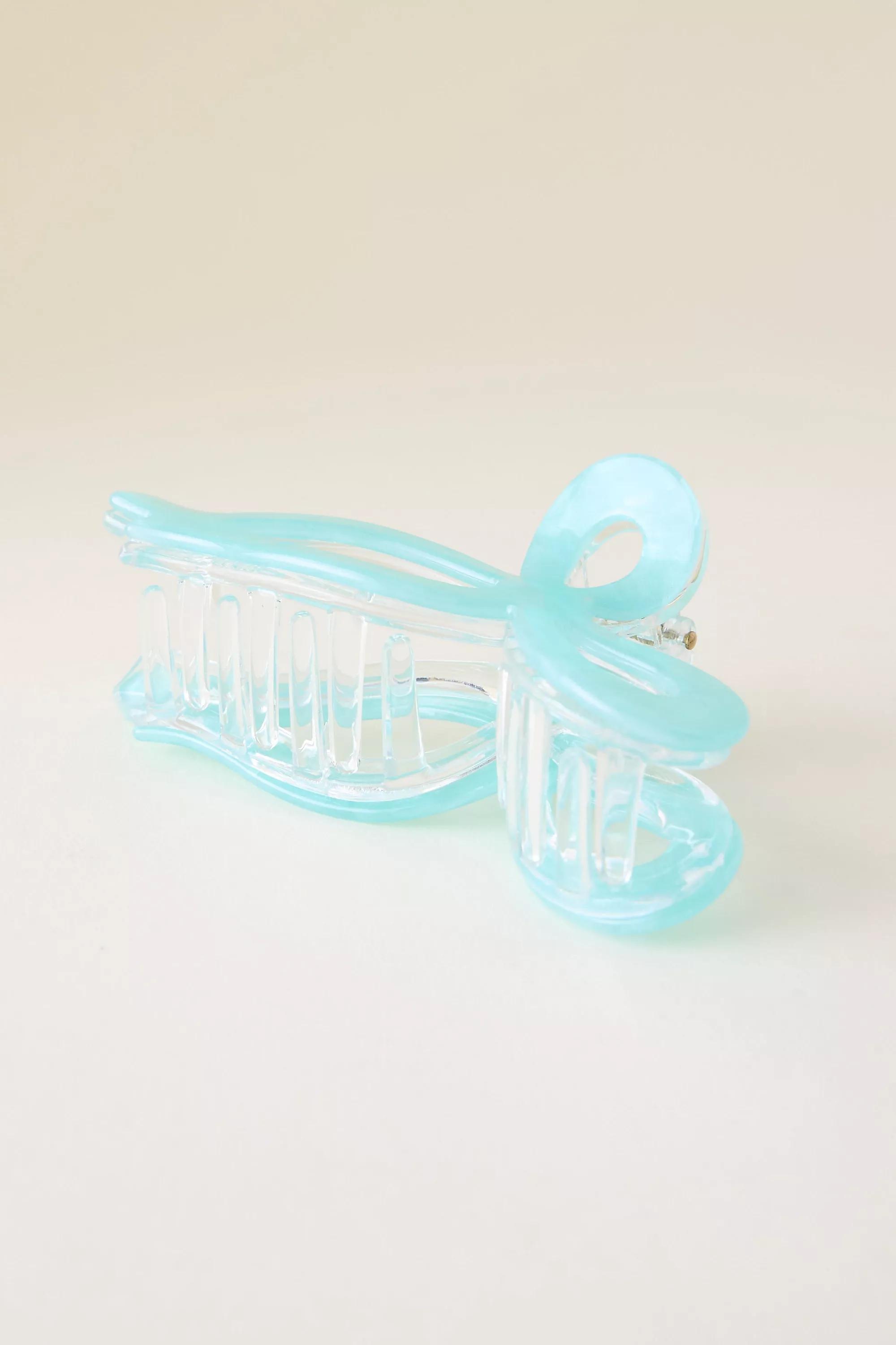 Resin Bow Claw Clip, Blue, A501_0040, large image number 1