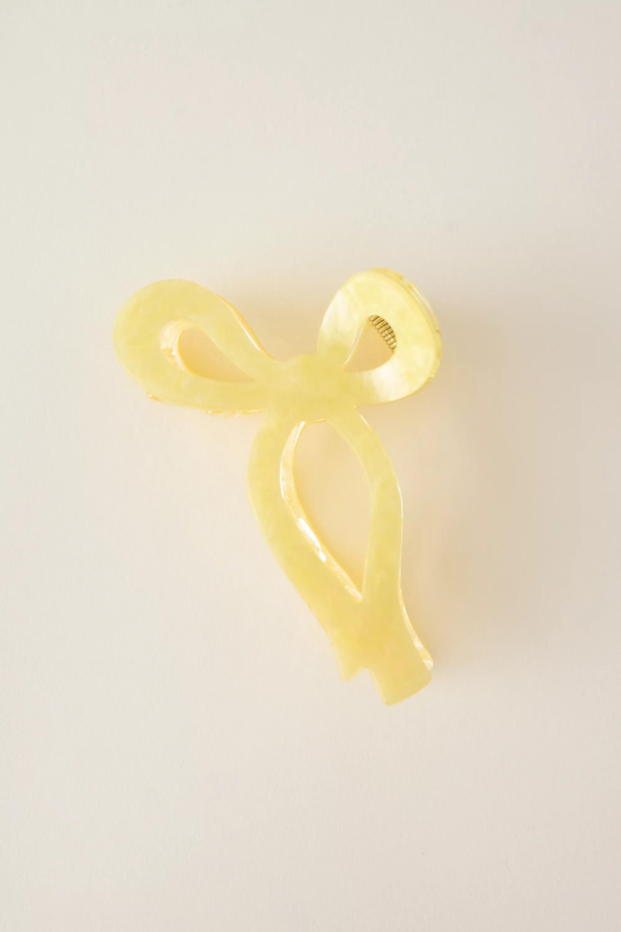Resin Bow Hair Claw Clip, Yellow, A501_0072, medium