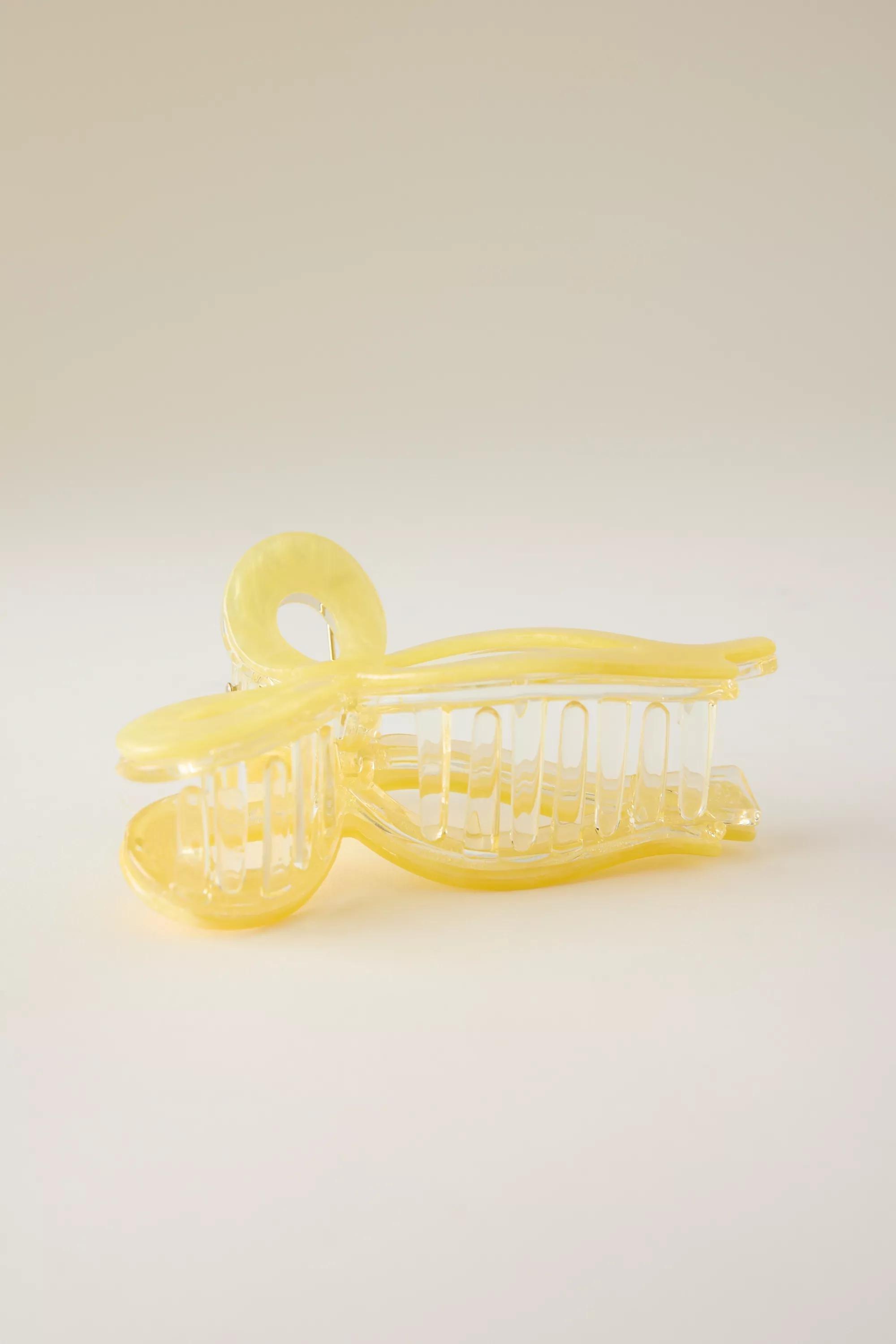 Resin Bow Hair Claw Clip, Yellow, A501_0072, large image number 1