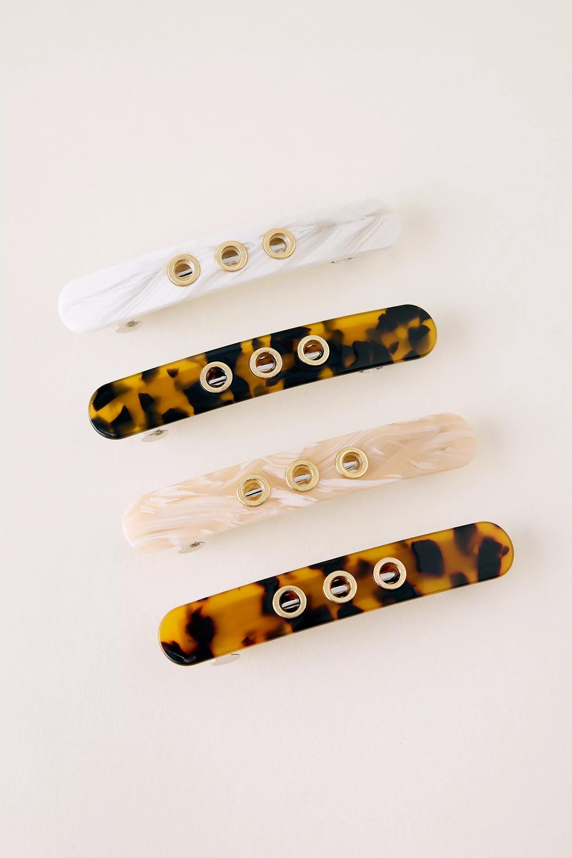 Eyelet Barrette Clips, Set Of 4, Multicolour, A501_0000, large image number 0