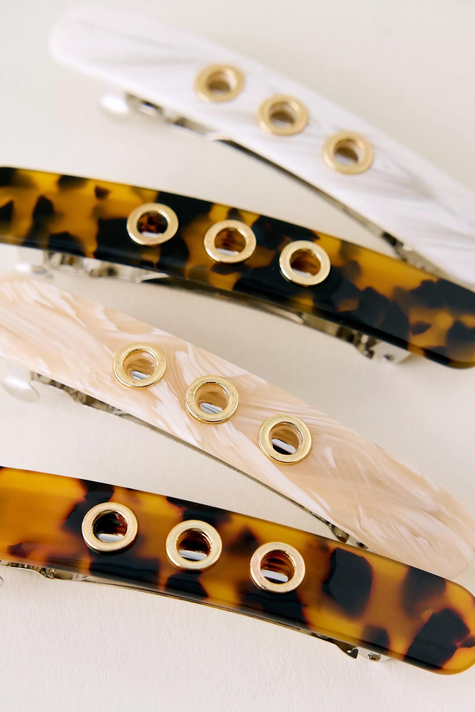 Eyelet Barrette Clips, Set Of 4, Multicolour, A501_0000, large image number 2