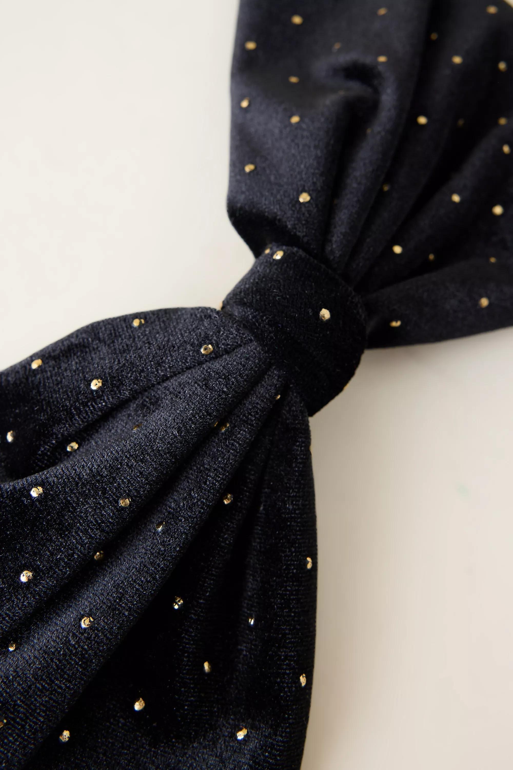 Velvet Studded Hair Bow, Black, A501_0001, large image number 2