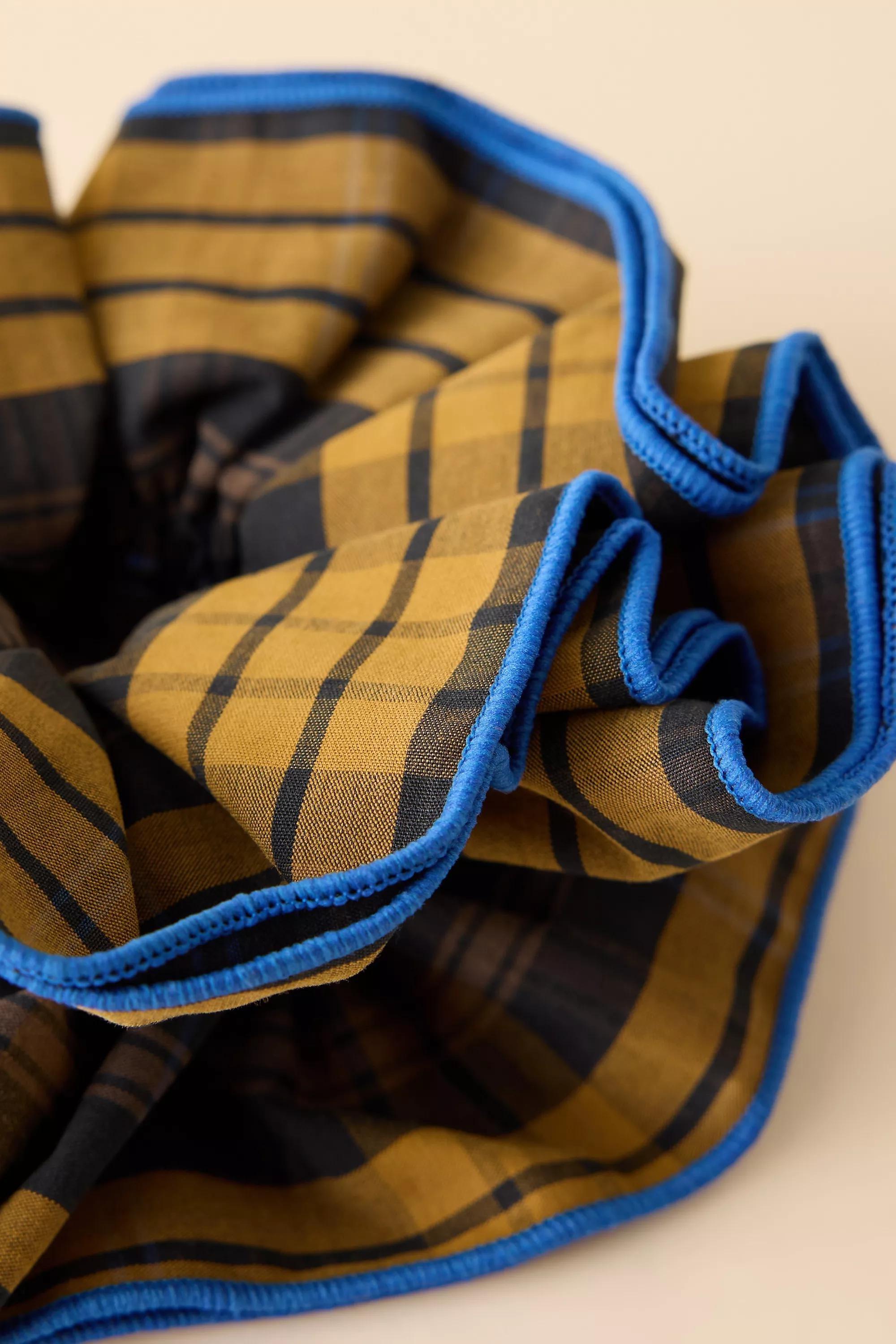 Plaid Blue Plaid Check Oversized Hair Scrunchie, Blue, A501_0586, large image number 1