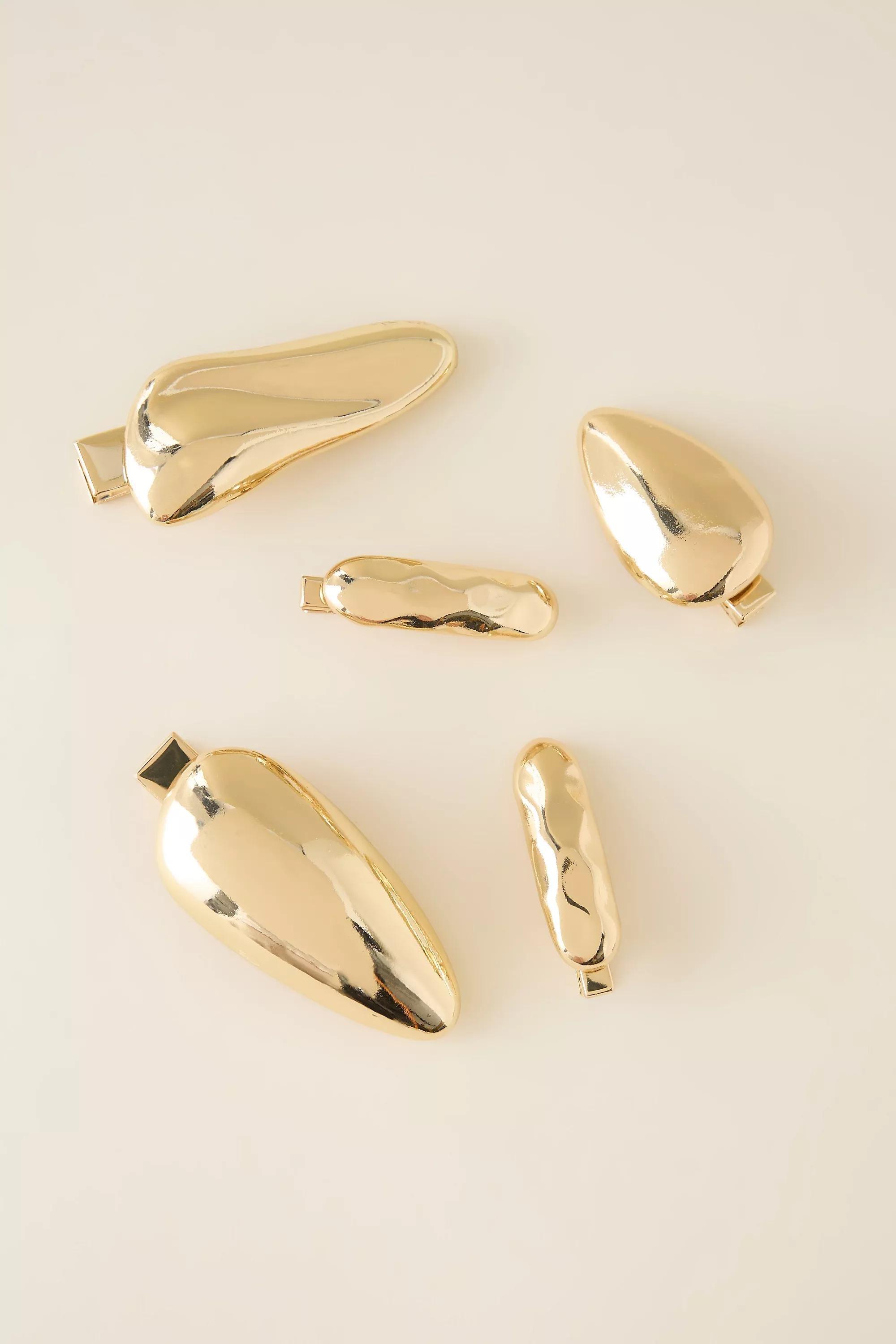 Assorted Gold Hair Clips, Set Of 5, Gold, A501_0070, large image number 0