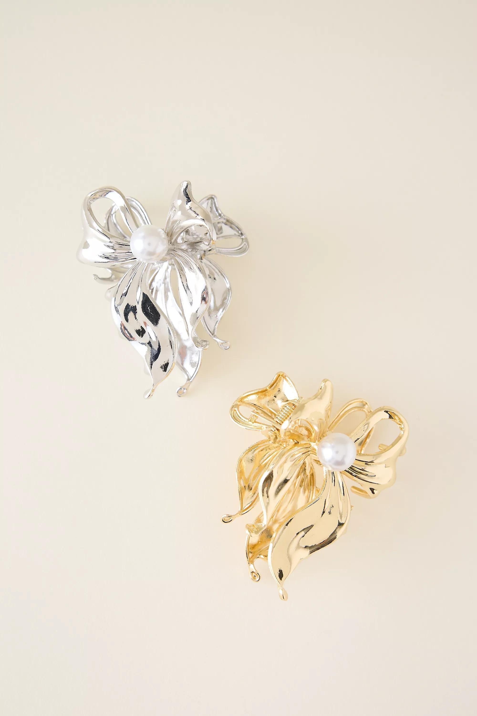 MULTI METALLIC Mixed Metal Bow Claw Clips, Set of 2, A501_0151, large image number 0