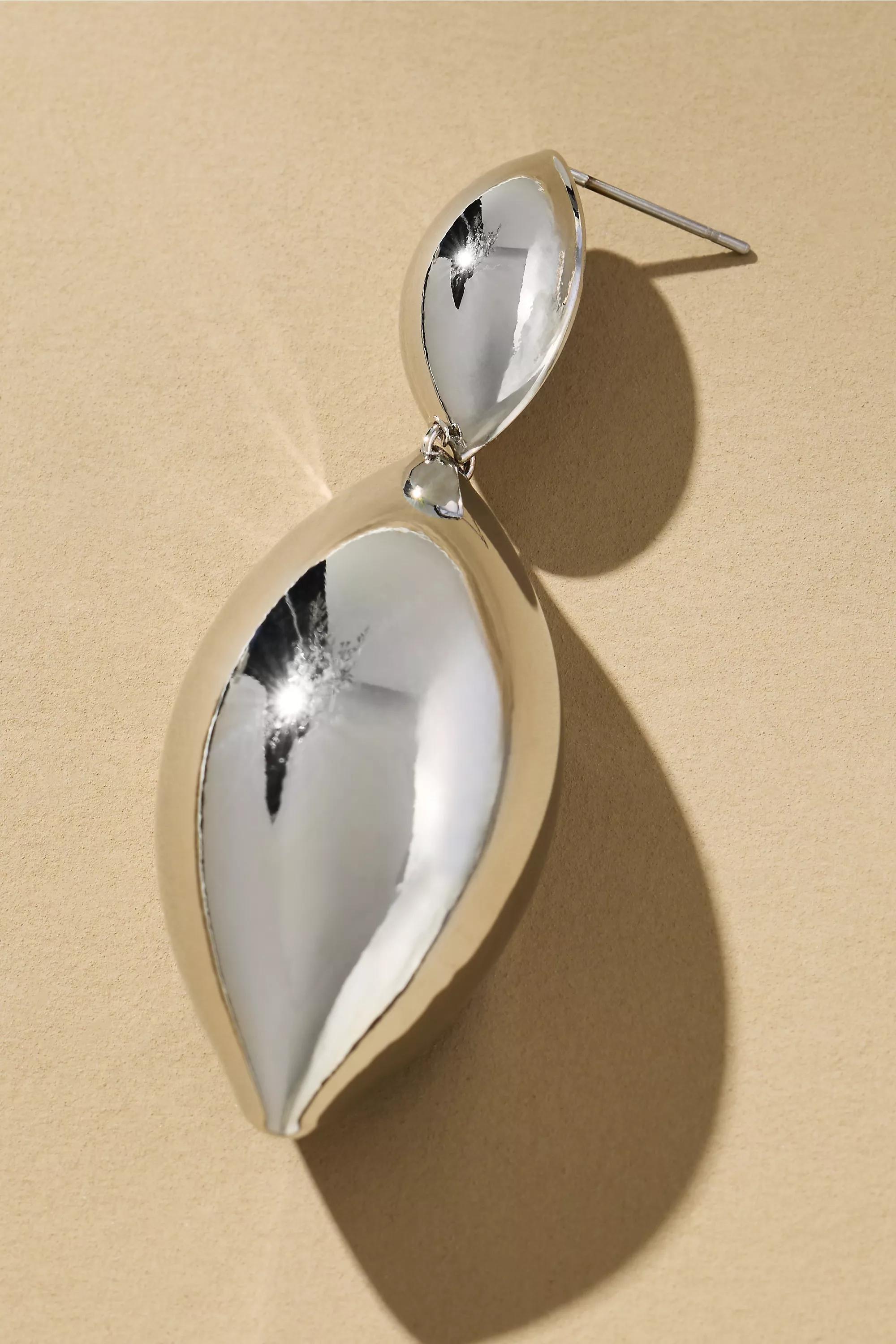 Twisted Teardrop Earrings, Silver, A501_0007, large image number 1