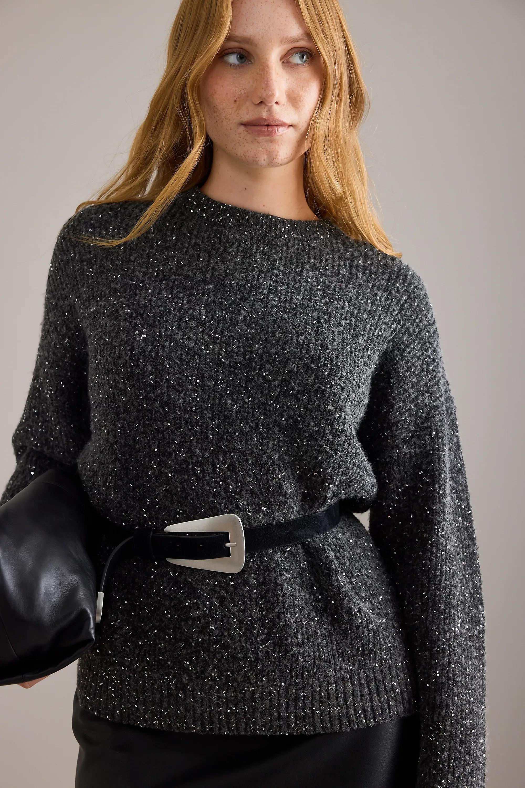 By Anthropologie Sequin Jumper, Grey, A501_0004, medium