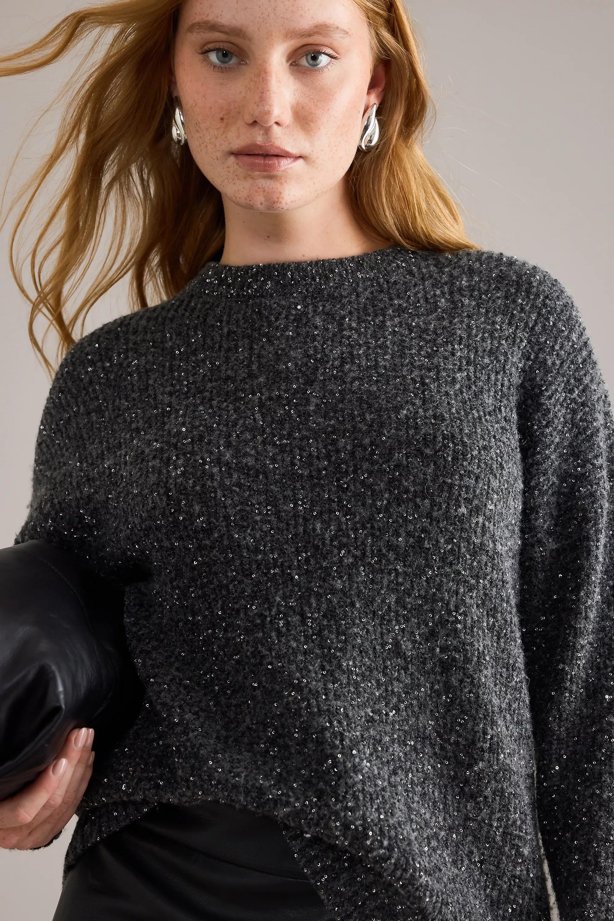 By Anthropologie Sequin Jumper, Grey, A501_0004, large image number 3