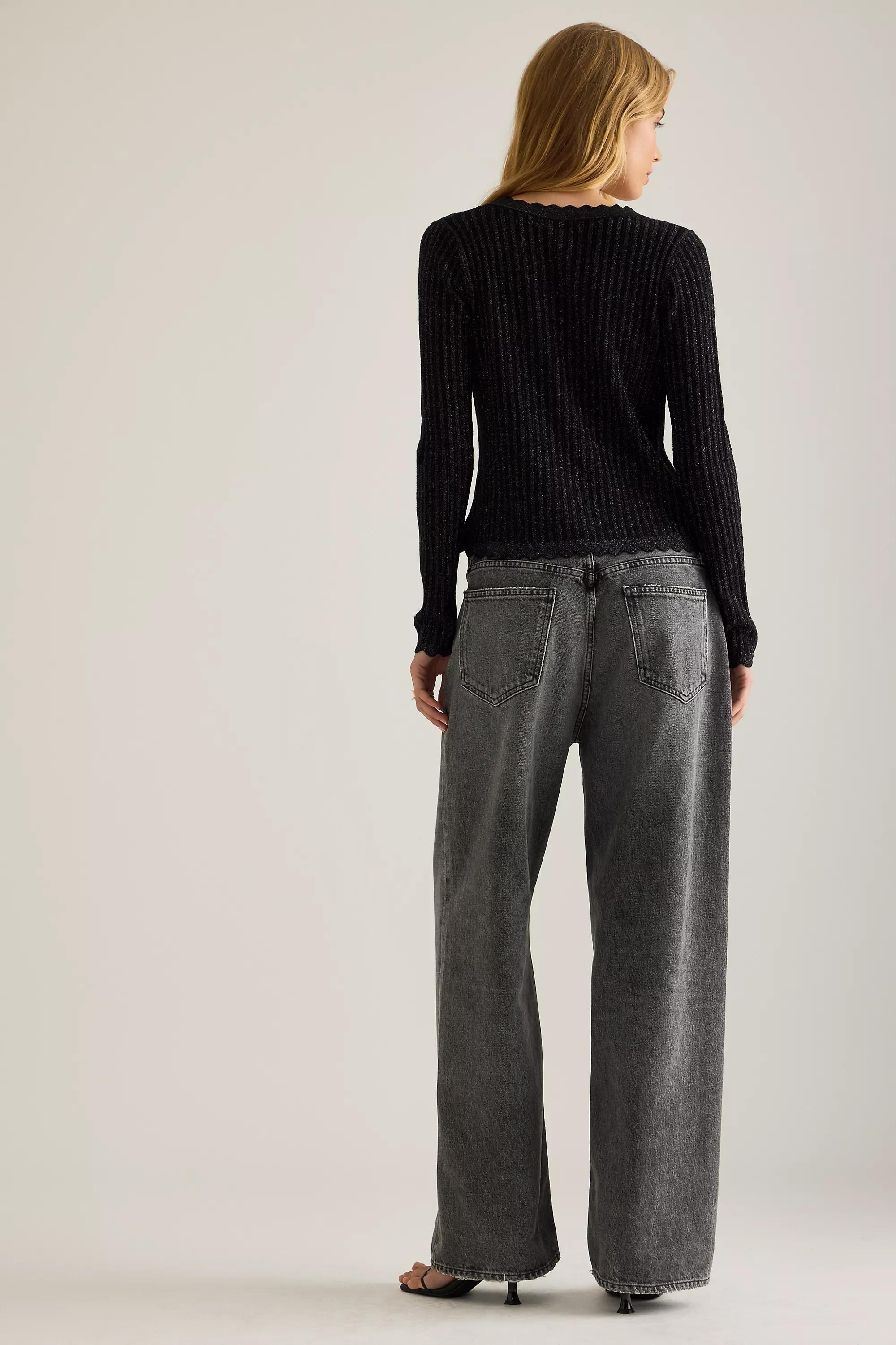 By Anthropologie Sofia Lurex Tie-Front Cardigan, Black, A501_0001, large image number 1