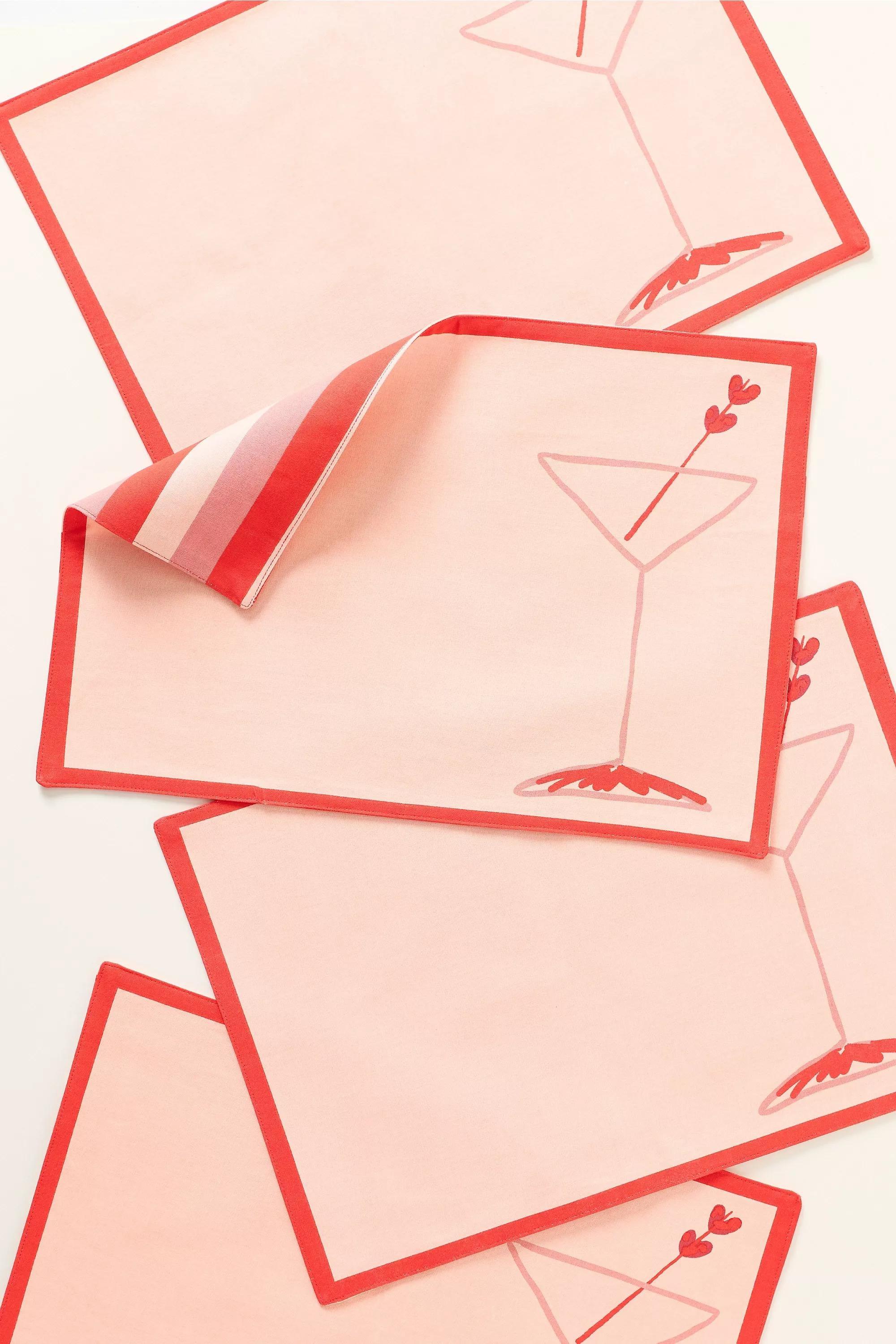 Be My Valentini Reversible Placemats, Set Of 4, Pink, A501_0066, large image number 1