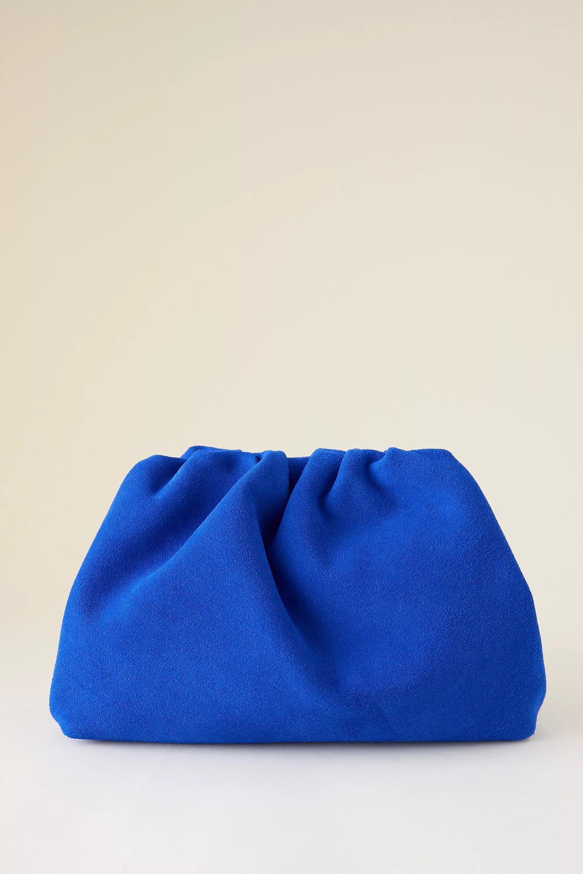 The Frankie Suede Clutch Bag, Blue, A501_0040, large image number 0
