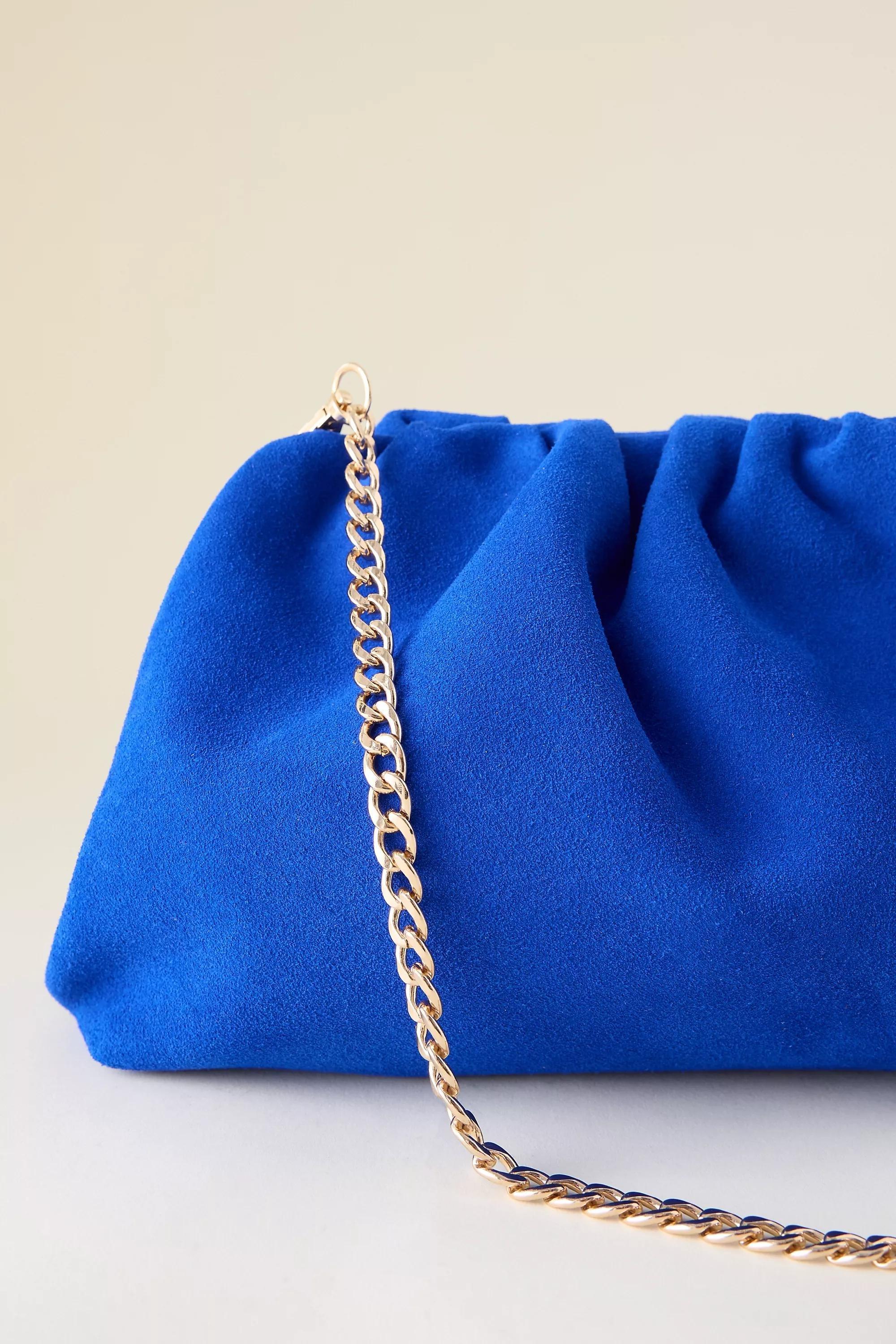 The Frankie Suede Clutch Bag, Blue, A501_0040, large image number 1