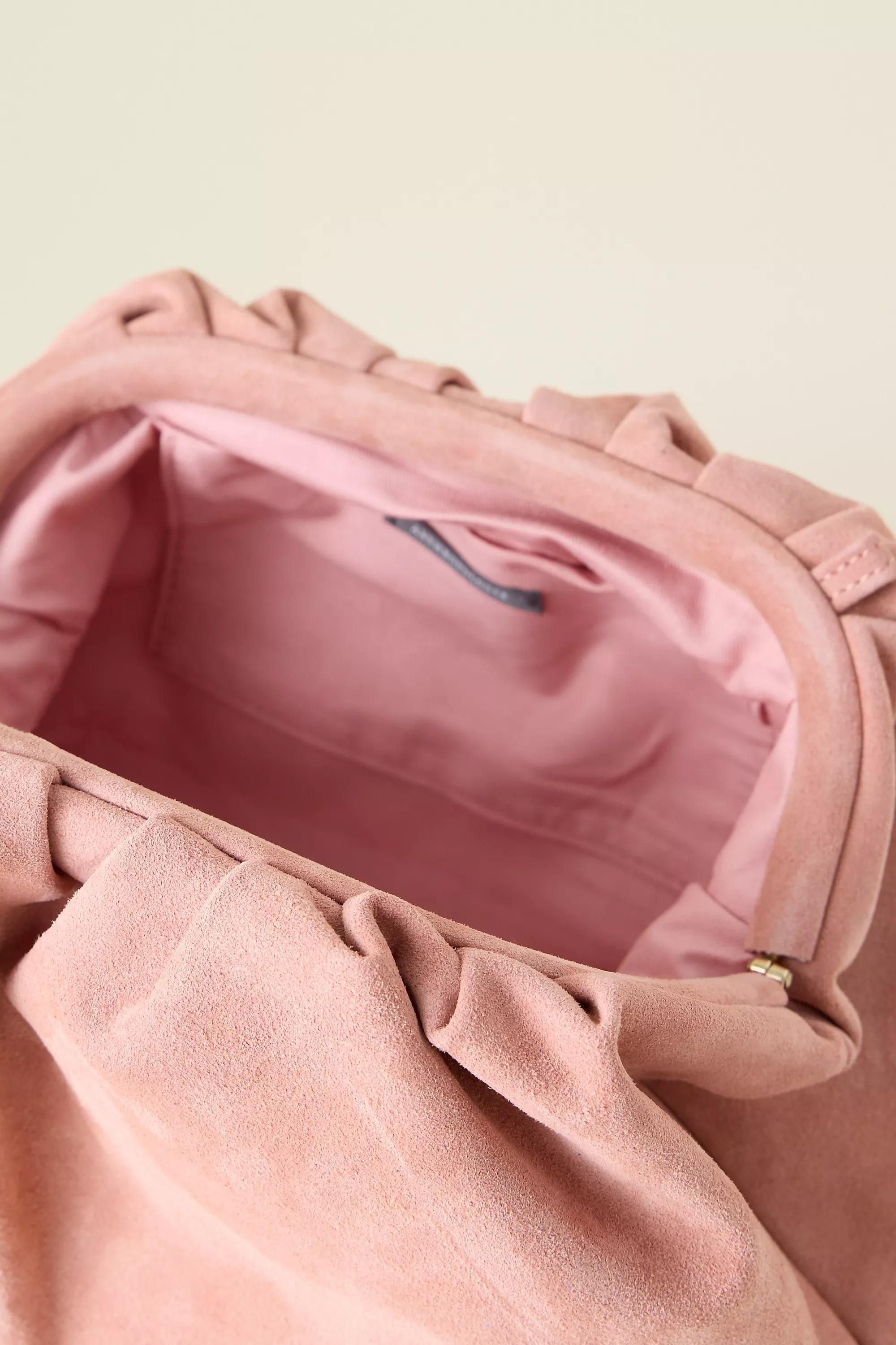 The Frankie Suede Clutch Bag, Pink, A501_0066, large image number 3