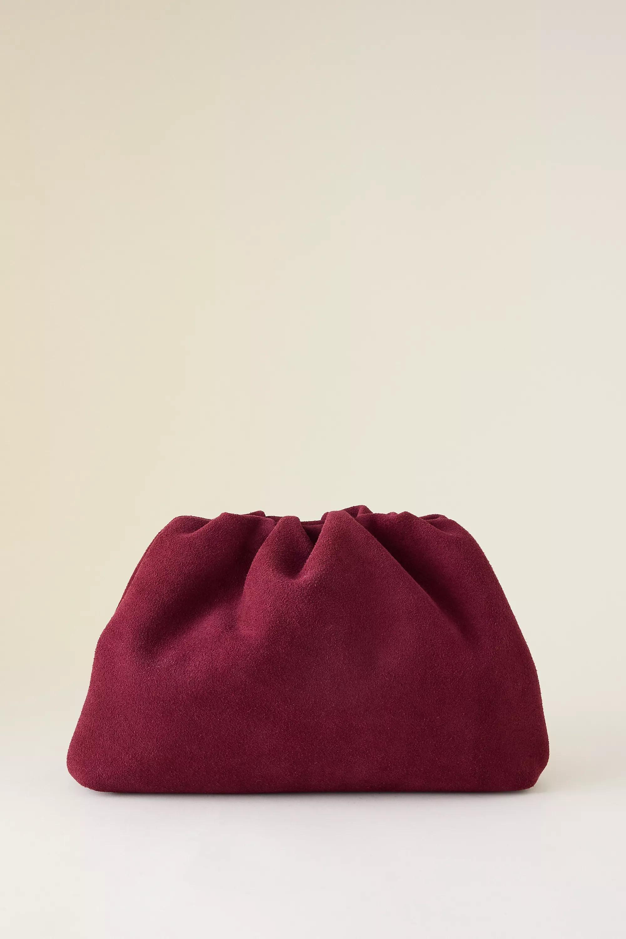 The Frankie Suede Clutch Bag, Burgundy, A501_0259, large image number 0