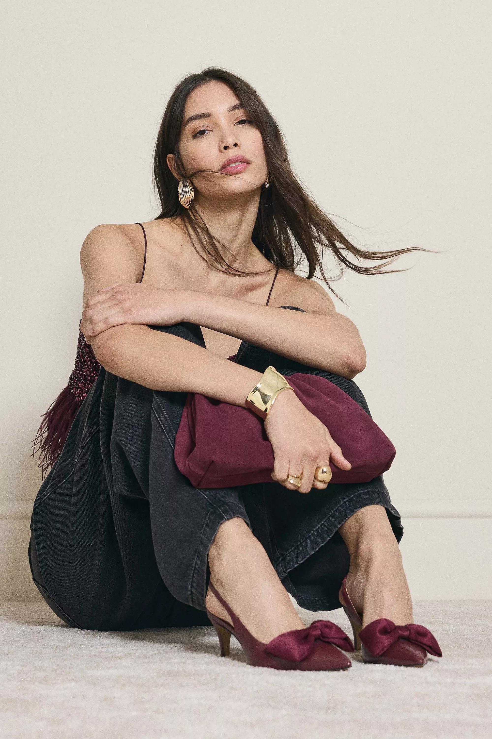 The Frankie Suede Clutch Bag, Burgundy, A501_0259, medium