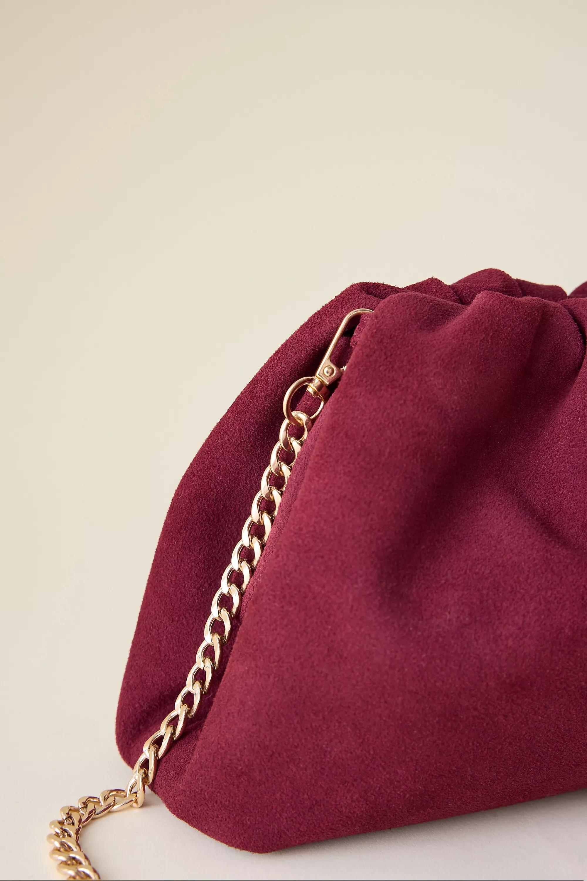 The Frankie Suede Clutch Bag, Burgundy, A501_0259, medium