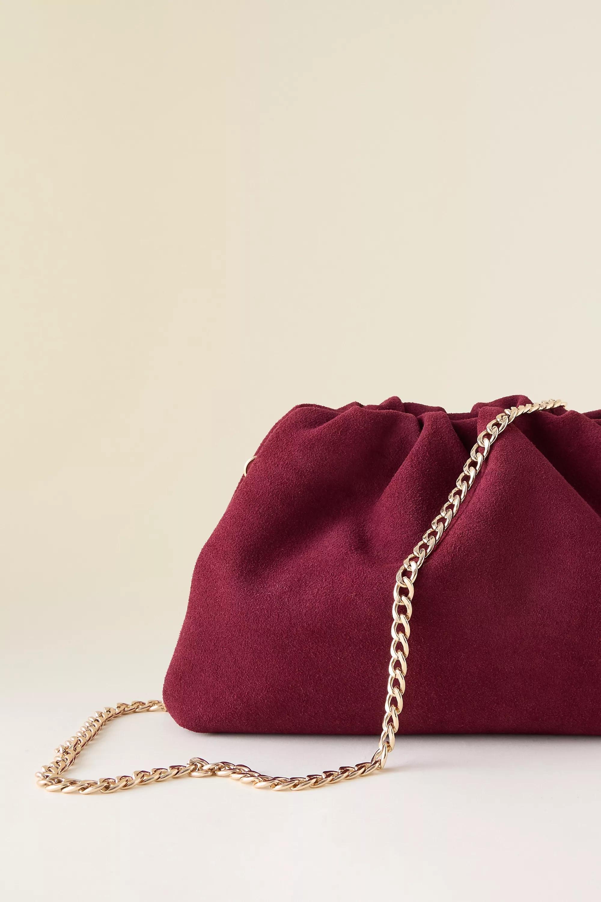 The Frankie Suede Clutch Bag, Burgundy, A501_0259, large image number 3