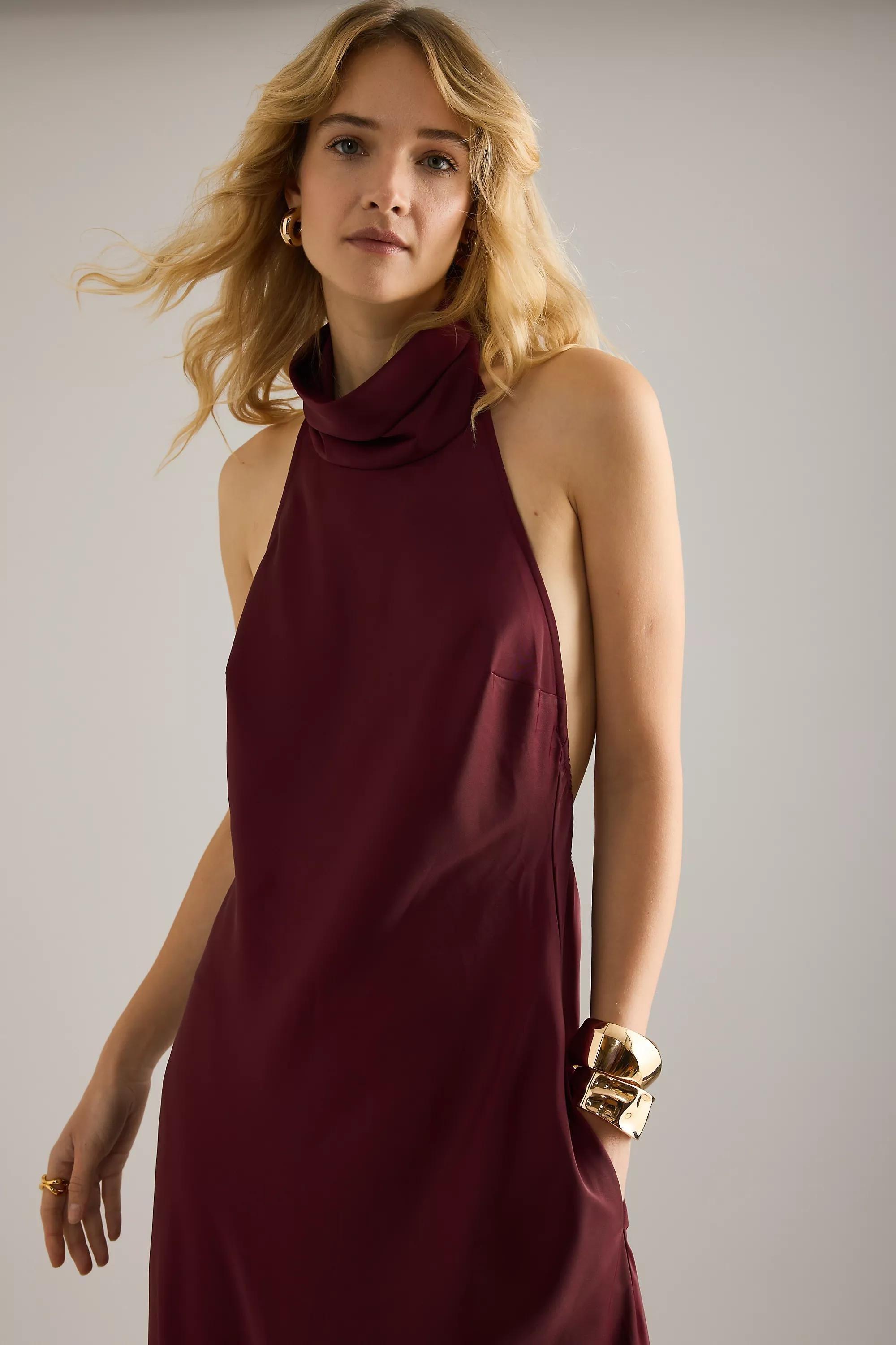 Halter Maxi Dress, Wine, A501_0061, large image number 3