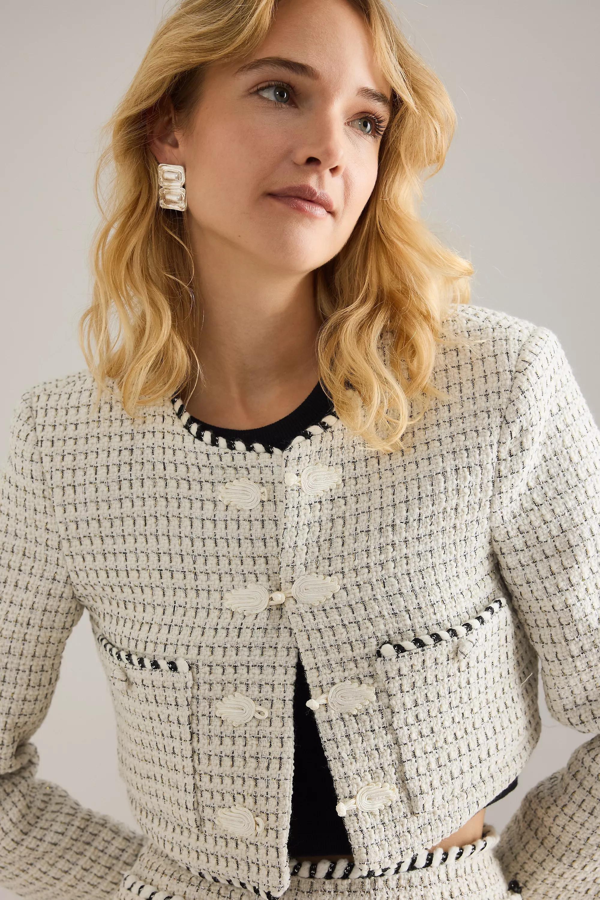 Bardot Florine Cropped Boucle Jacket, White, A501_0011, large image number 4