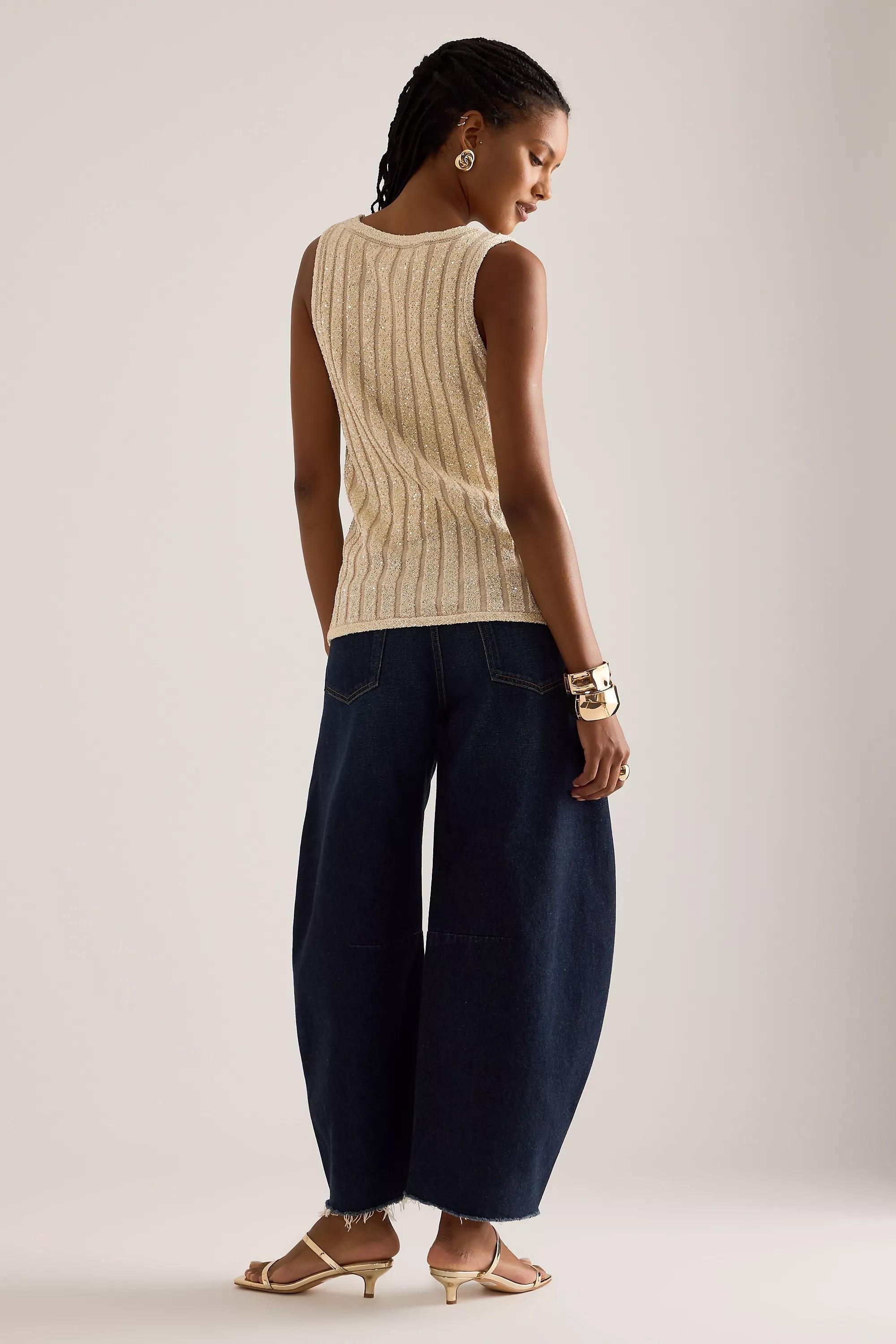 By Anthropologie Sequin Scoop Tank Top, Beige, A501_0012, large image number 2