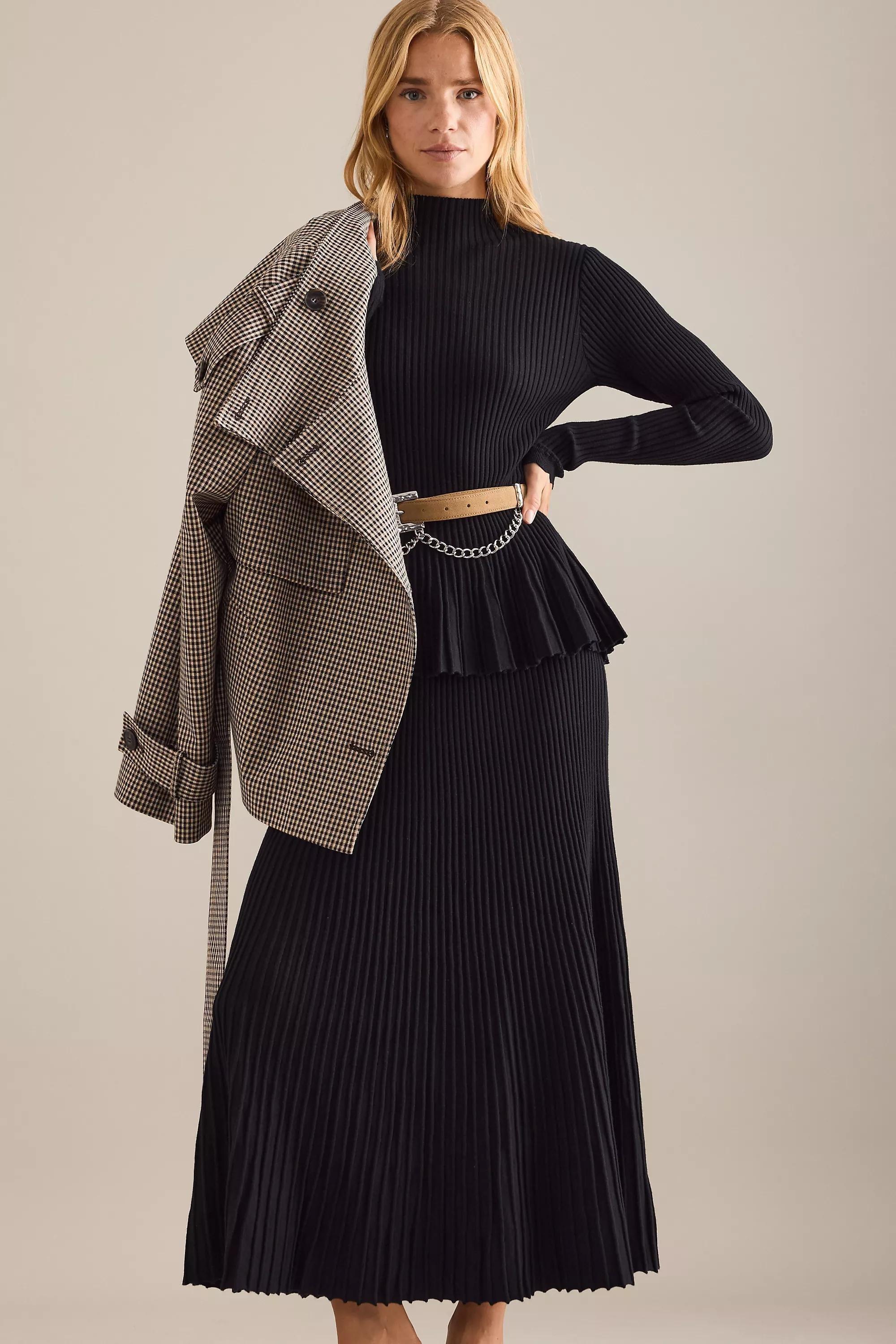 By Anthropologie Rib Knit Midi Skirt, Black, A501_0001, large image number 3