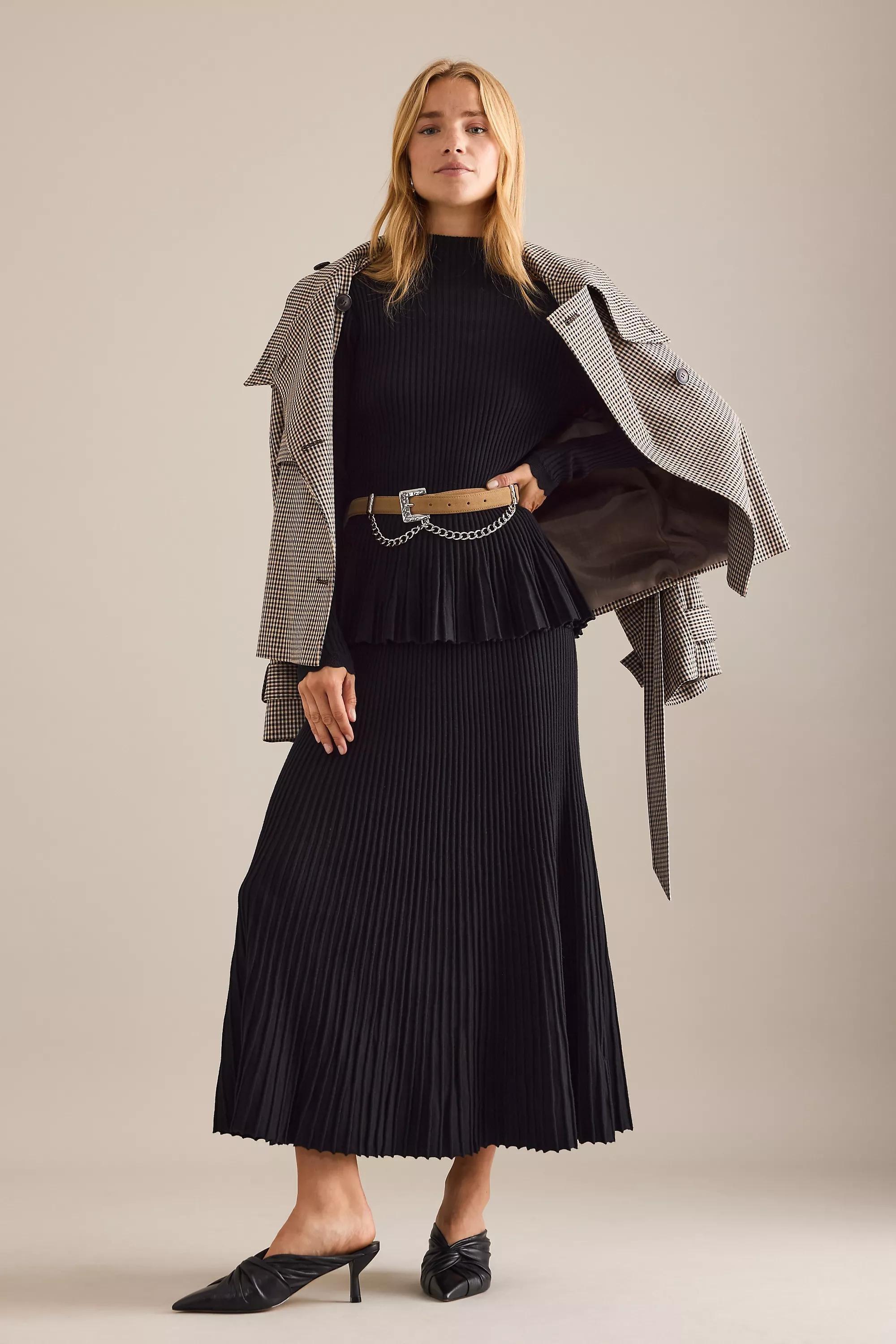 By Anthropologie Rib Knit Midi Skirt, Black, A501_0001, large image number 4