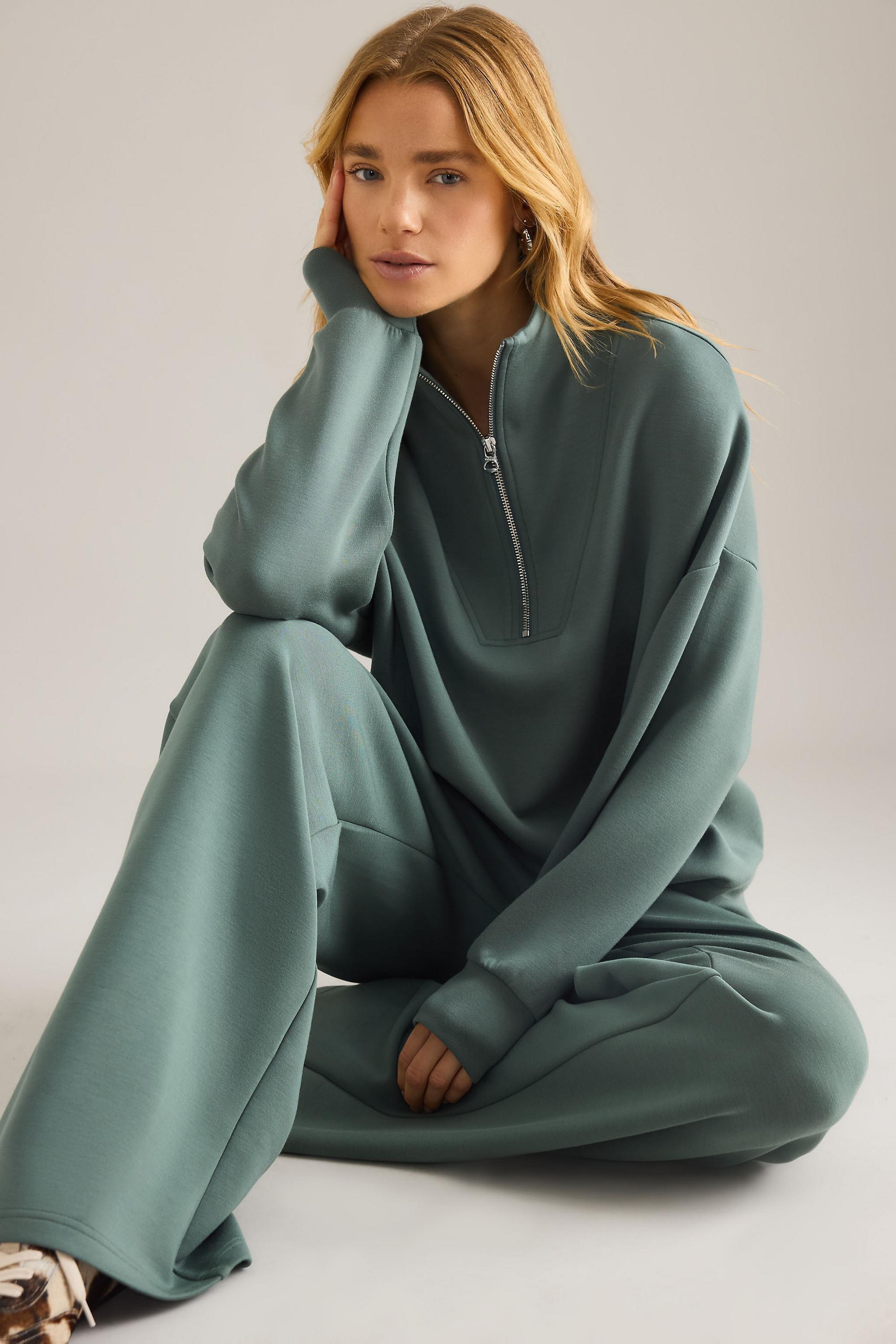 Varley The Extra Wide-Leg 32 Trousers, Green, Green, large image number 4