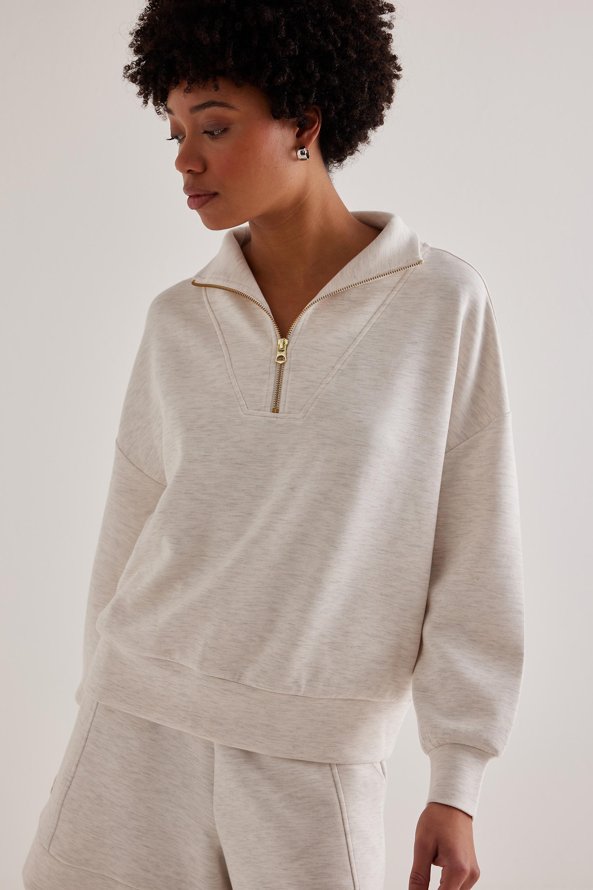 Varley Hawley Half-Zip Sweatshirt, White, A501_0011, large image number 0