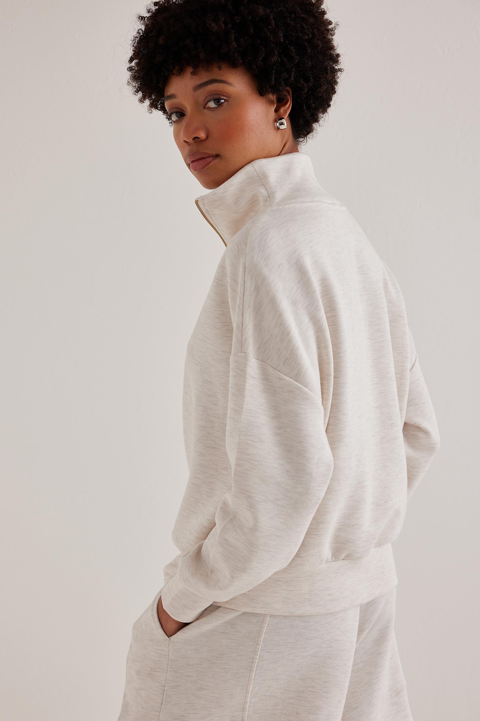 Varley Hawley Half-Zip Sweatshirt, White, A501_0011, large image number 1