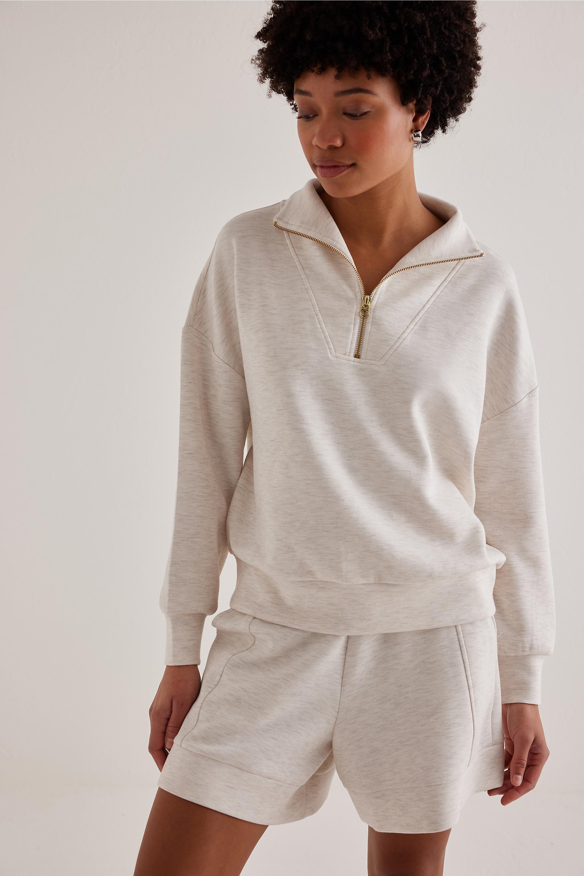 Varley Hawley Half-Zip Sweatshirt, White, A501_0011, large image number 4