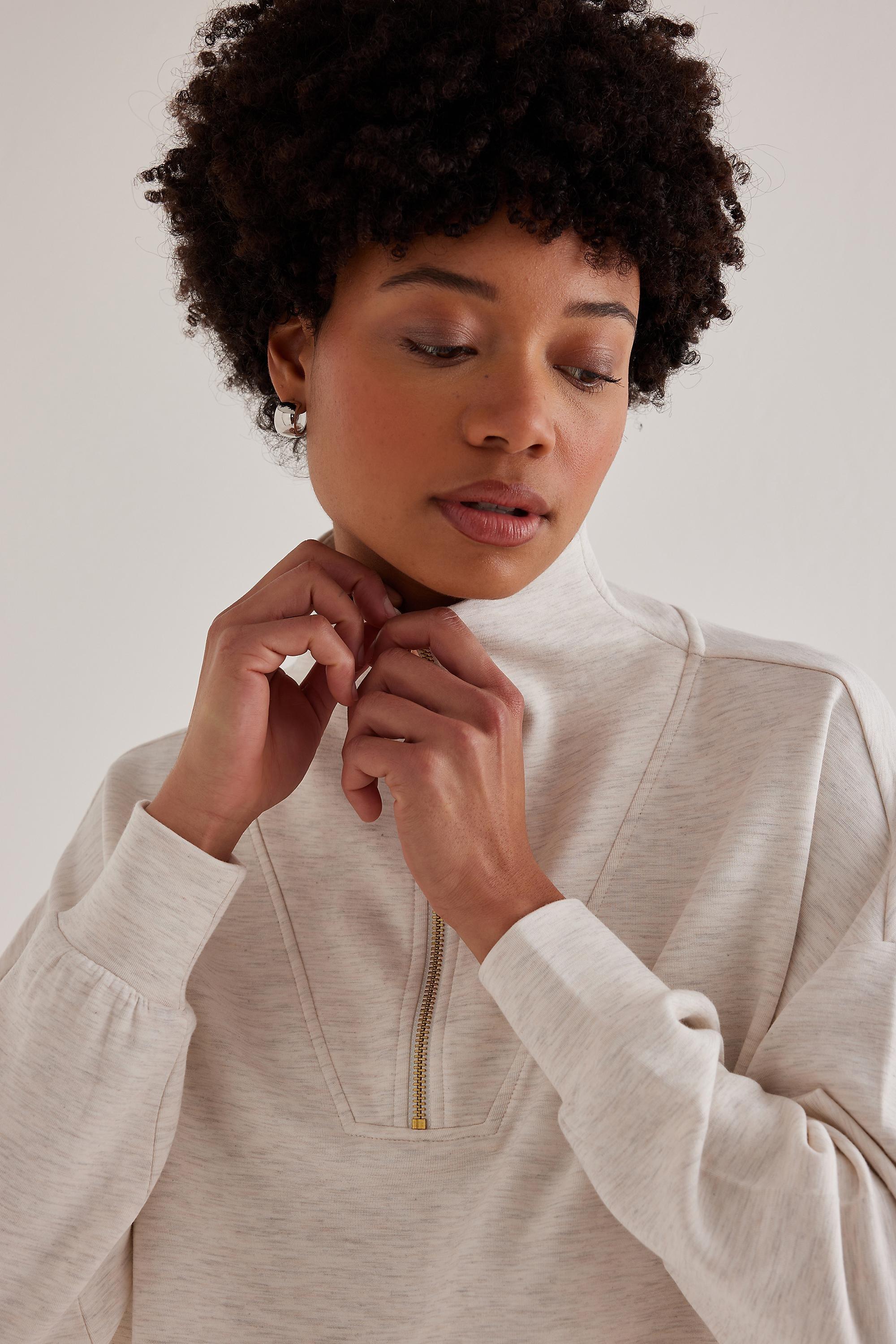 Varley Hawley Half-Zip Sweatshirt, White, A501_0011, large image number 5