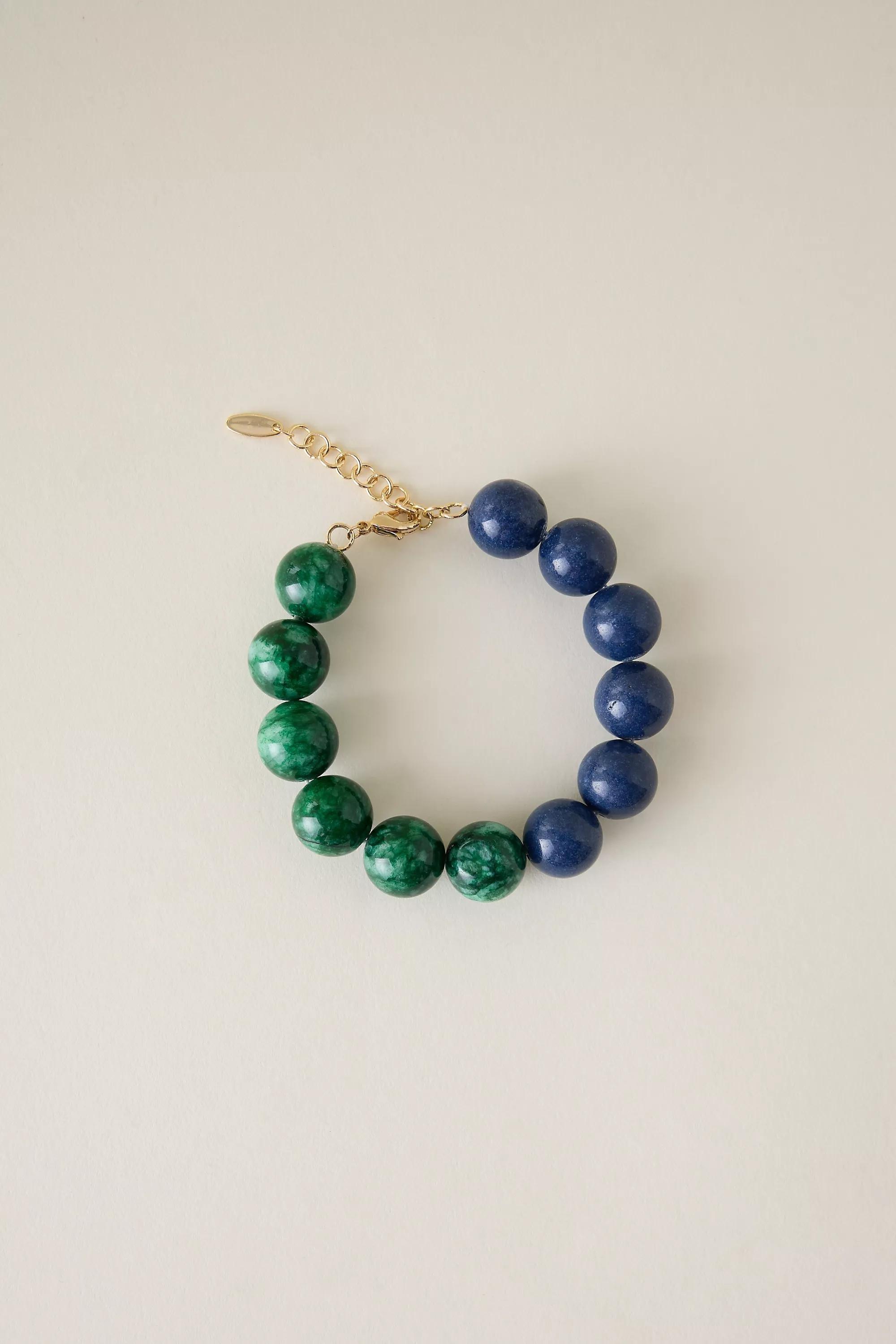 DARK BLUE Chunky Beaded Bracelet, A501_0042, medium