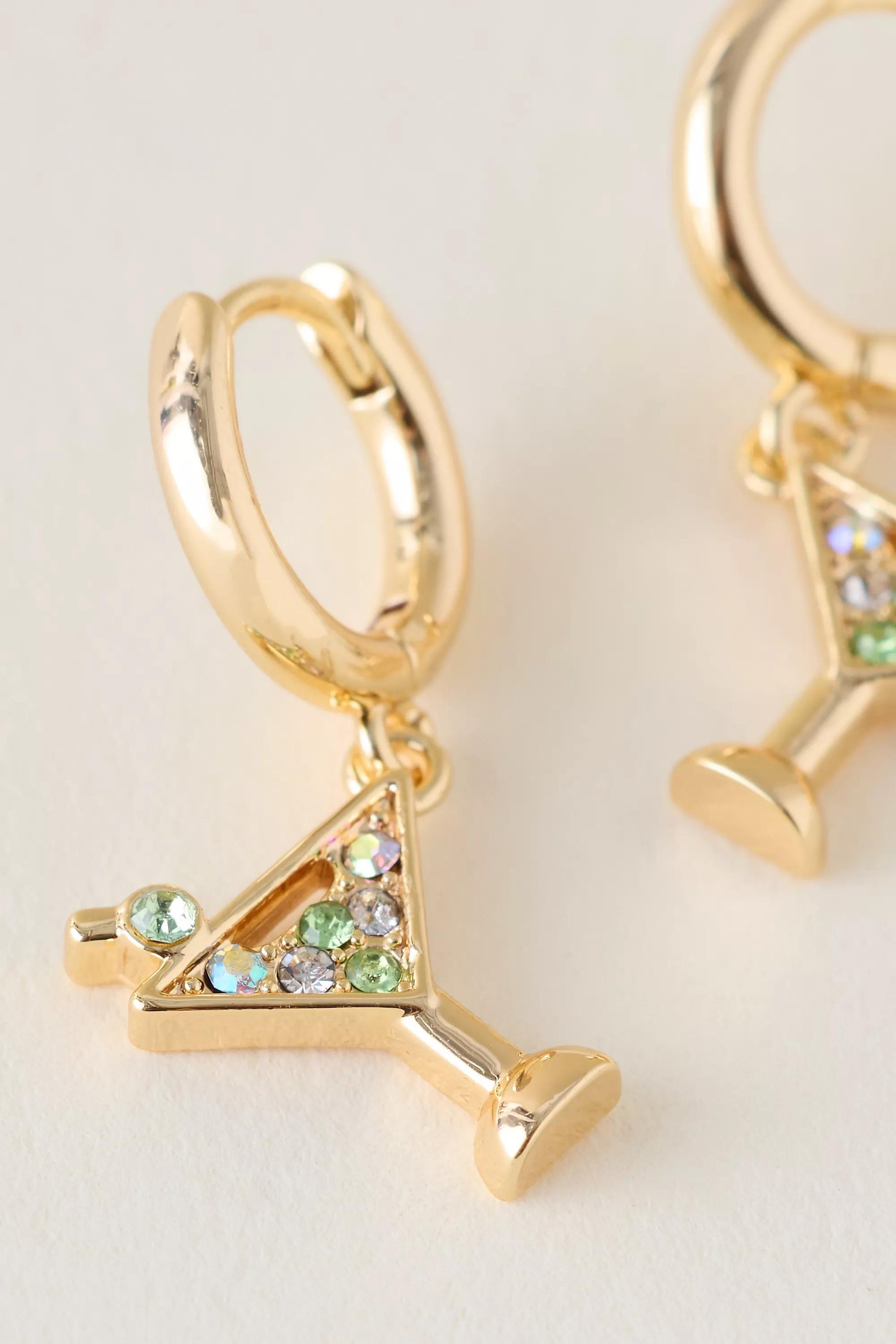 Gold-Plated Martini Huggie Hoop Earrings, A501_0070, large image number 2