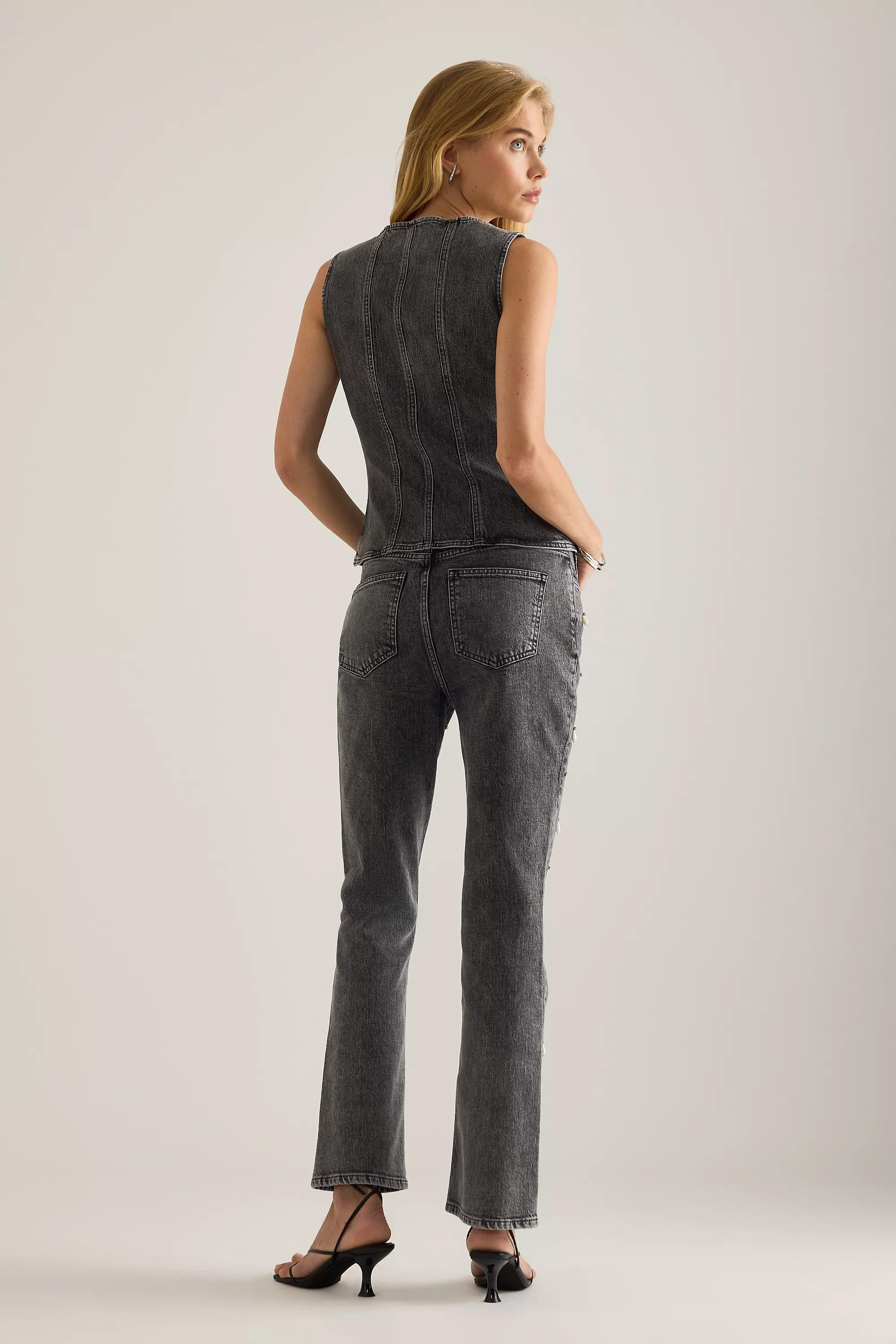 By Anthropologie Pearl-Embellished Corset Top, Black, A501_0001, large image number 2