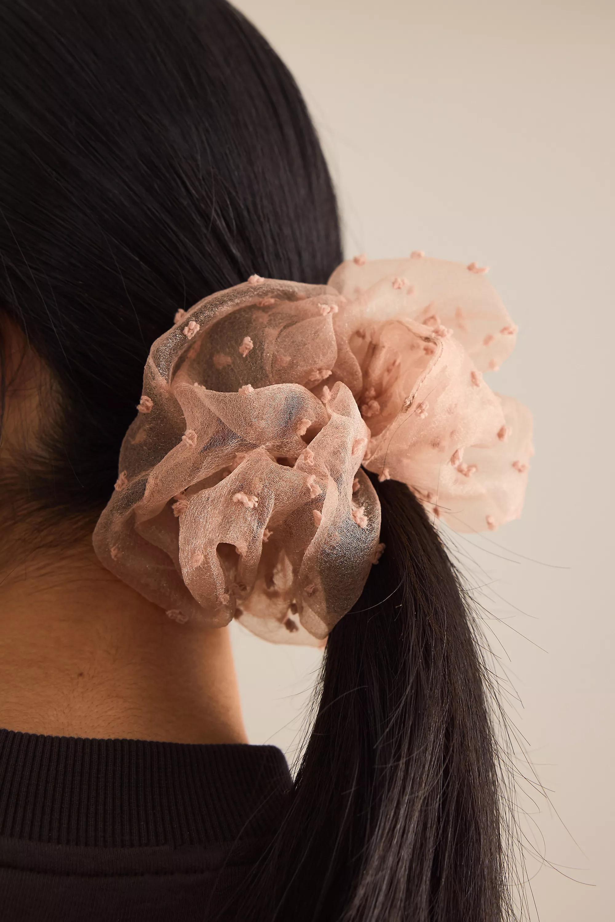 Organza Dobby Scrunchie, Brown, A501_0020, large image number 1