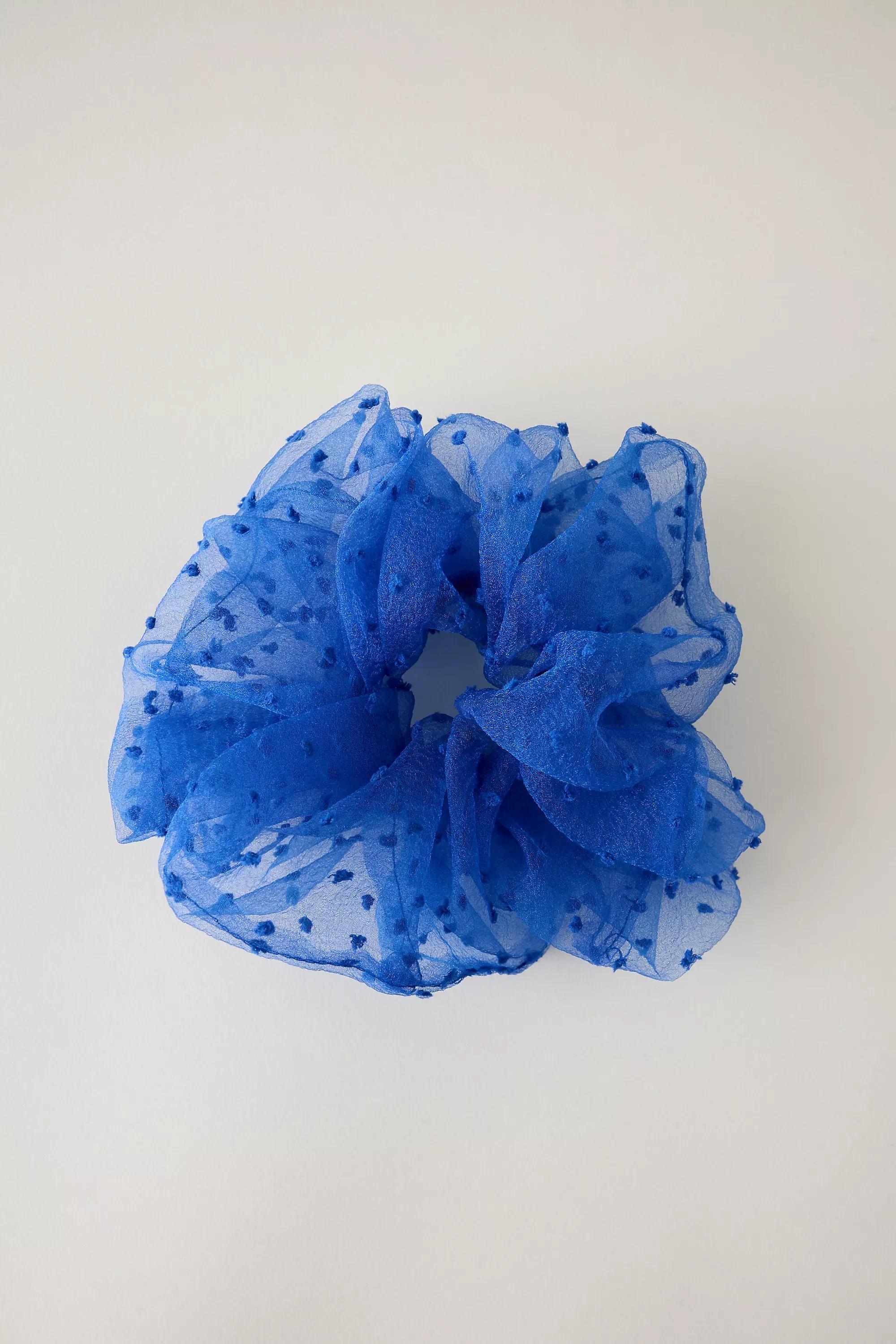 Organza Dobby Scrunchie, Blue, A501_0040, large image number 0