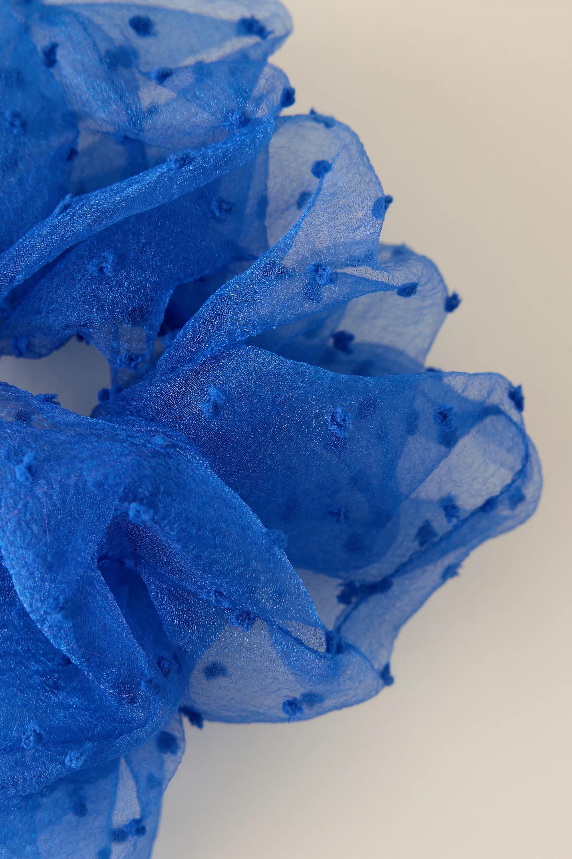 Organza Dobby Scrunchie, Blue, A501_0040, medium